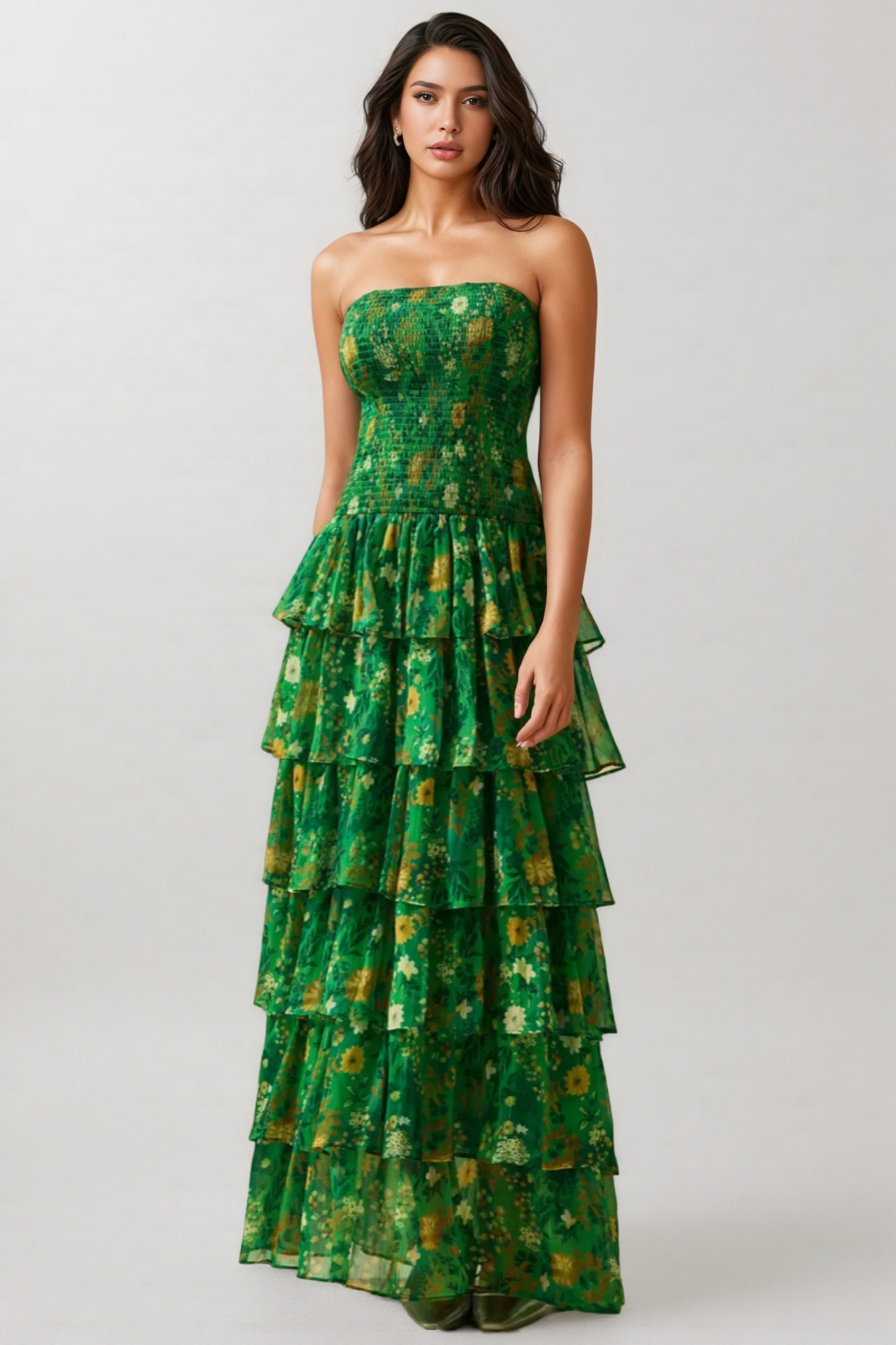 Brienne Strapless Tiered Maxi Dress