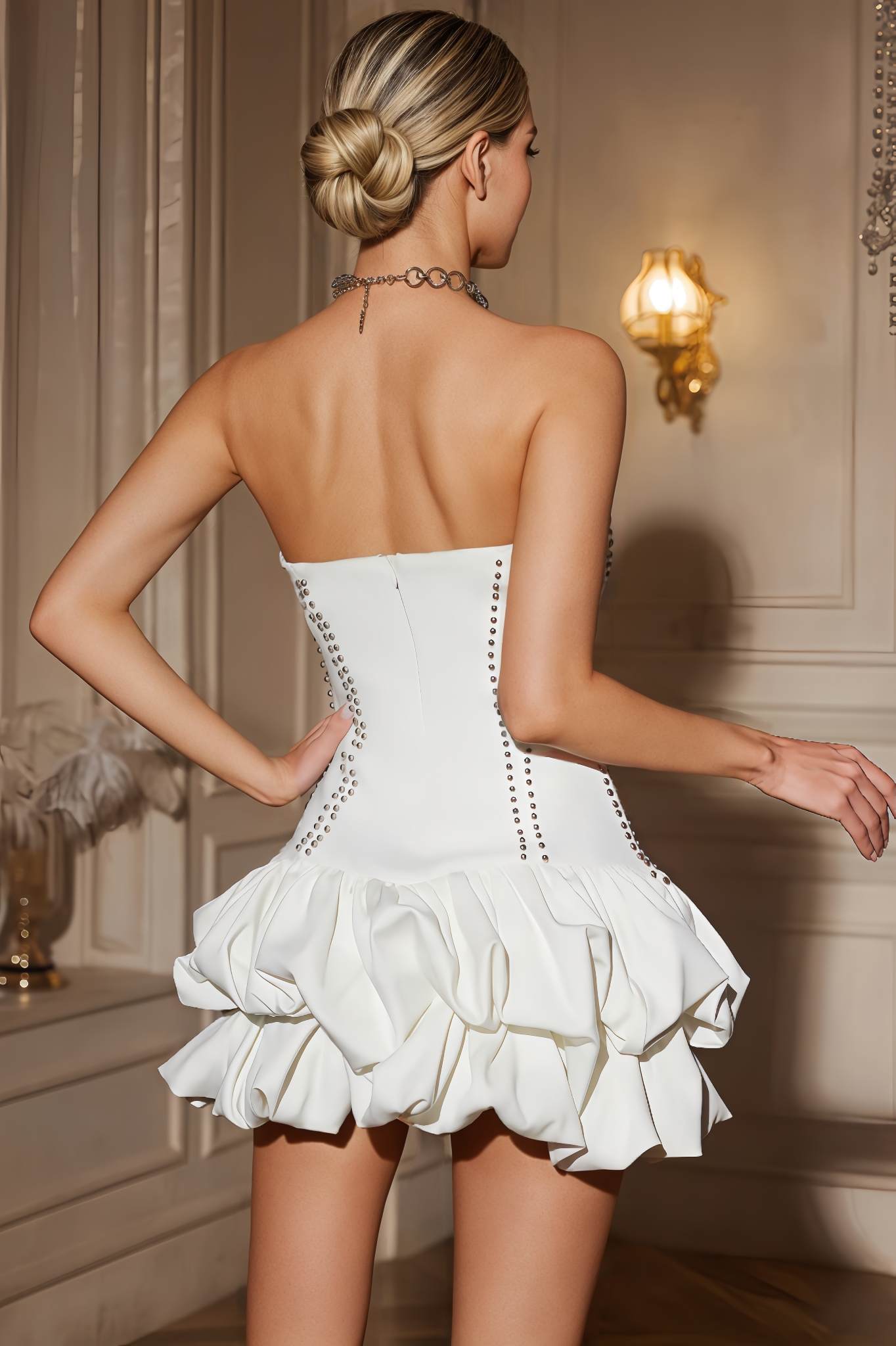 Janella Strapless Ruffle Mini Dress