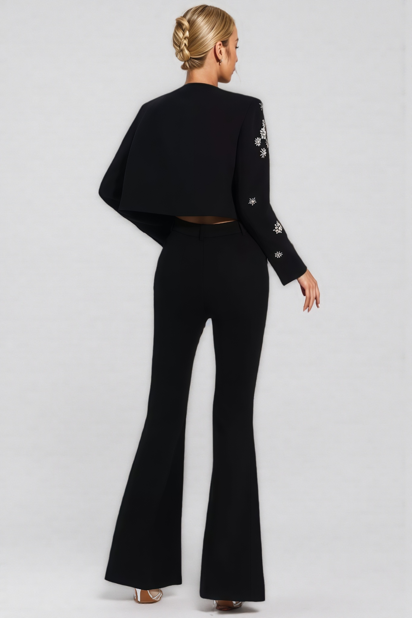 Reyna Black Crystal Pearl Blazer Set