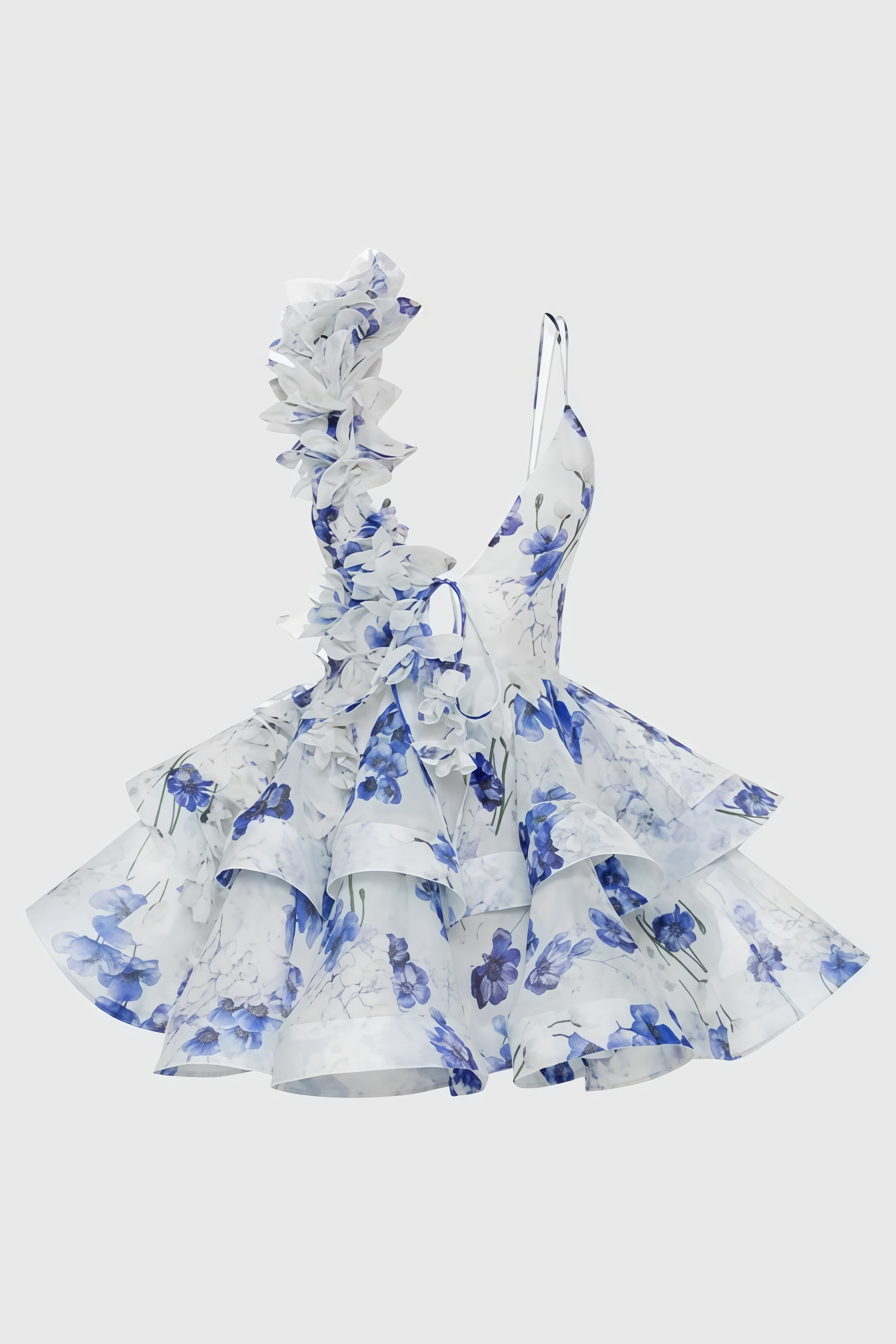 Isaafe Blue Backless Printed Mini Dress