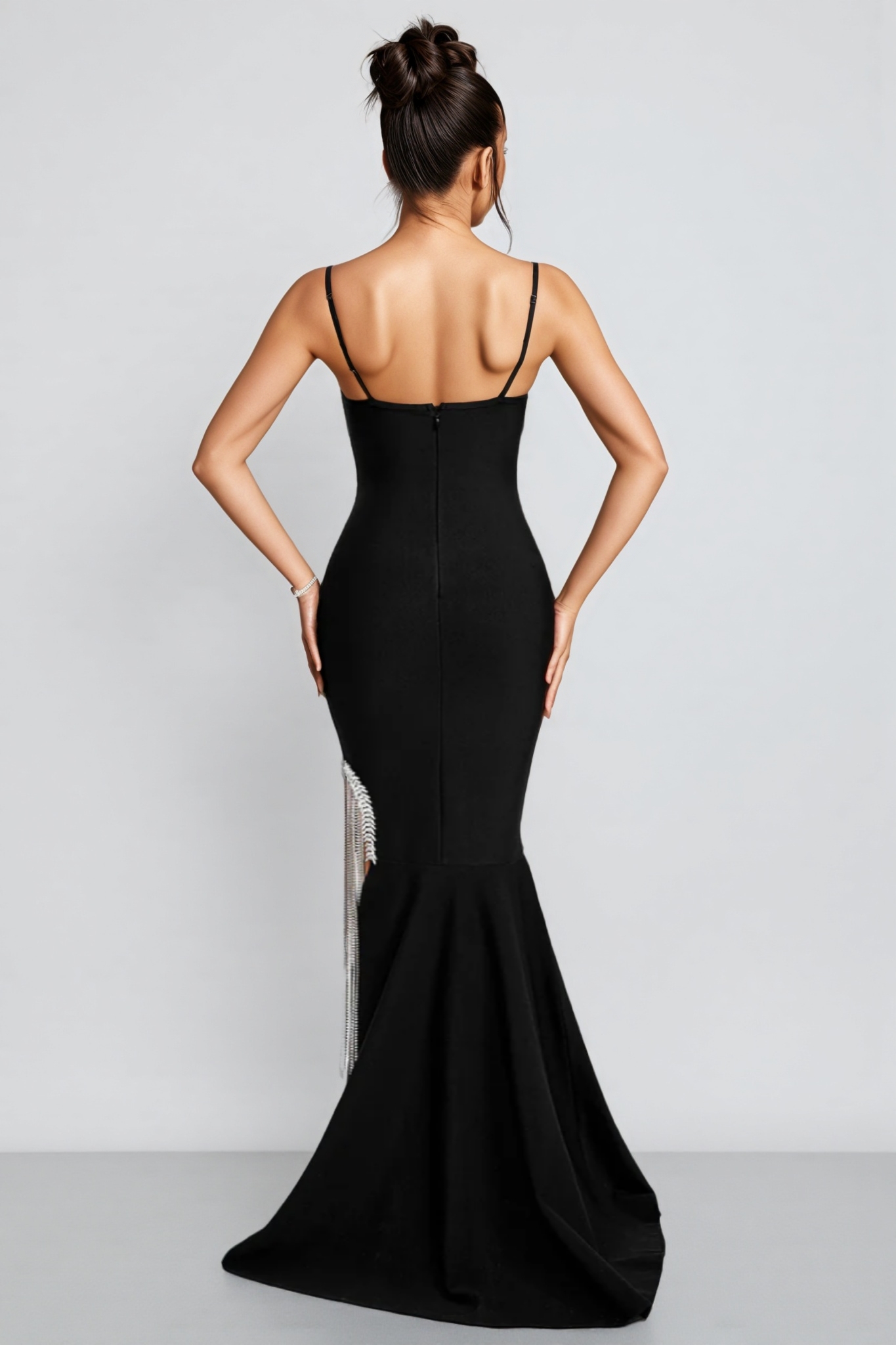 Cyrus Black Tassel Fringe Maxi Dress