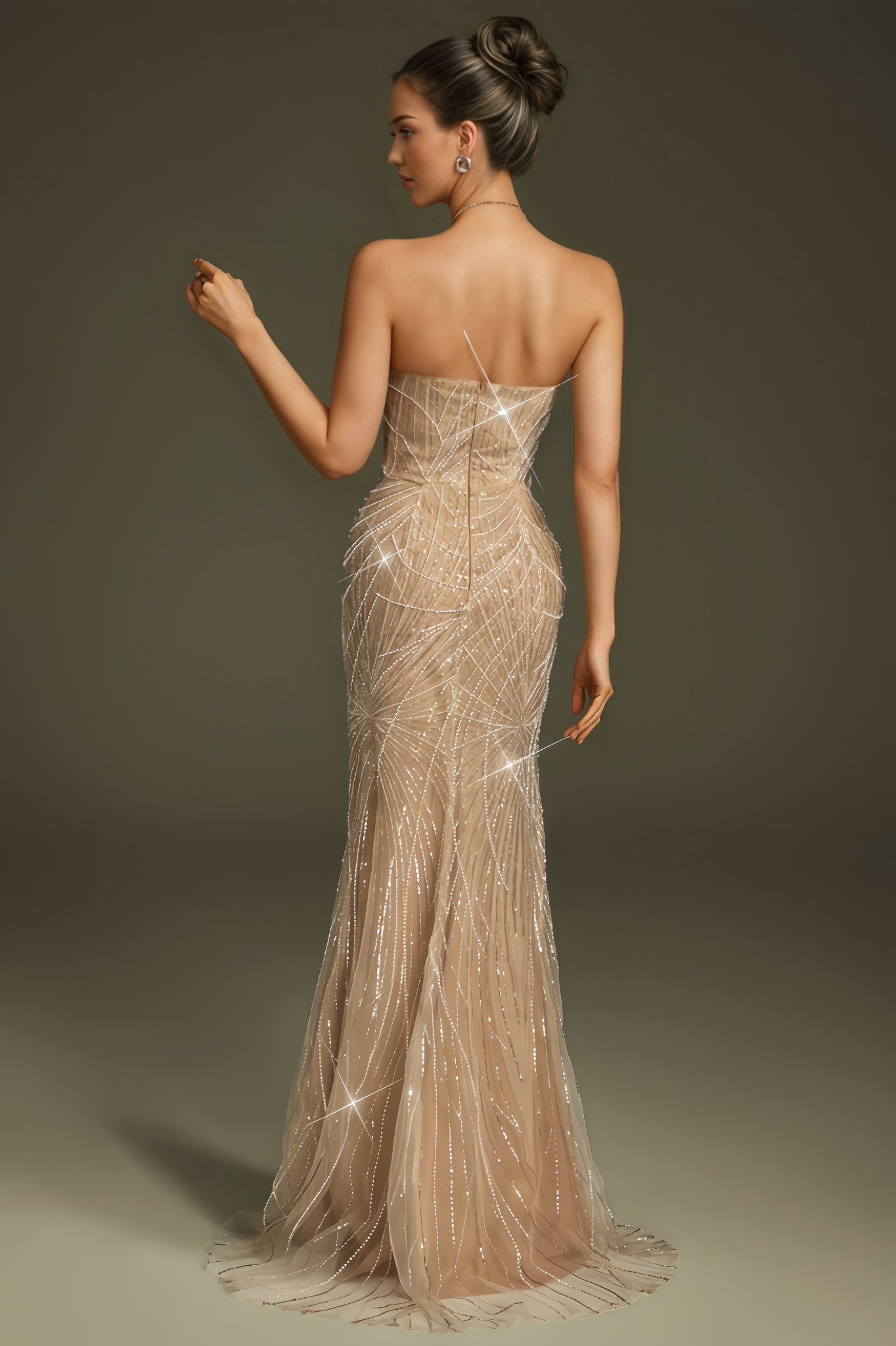 Amara Strapless Pearl Sequin Split Maxi Dress