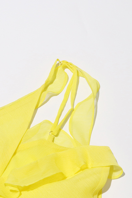 Nyssa Sleeveless Wood Ear Pleated Chiffon Maxi Dress