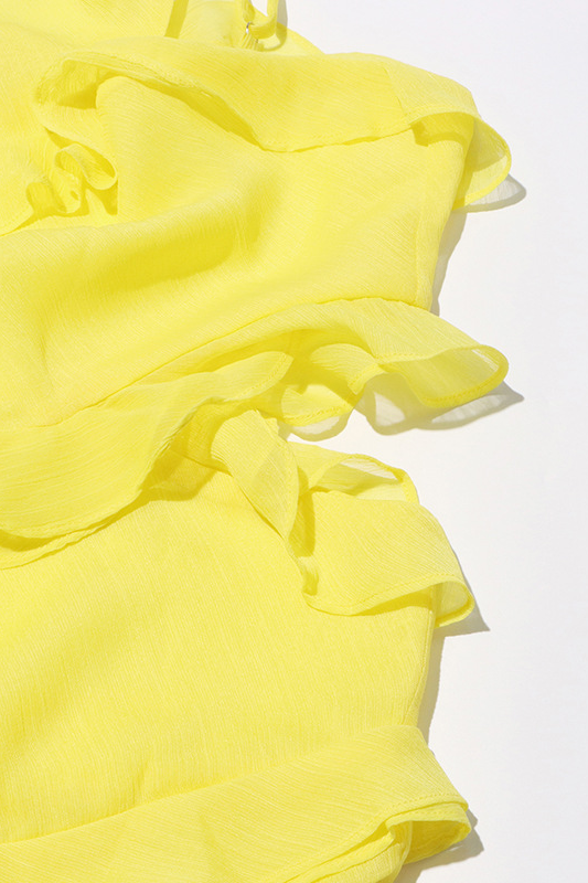 Nyssa Sleeveless Wood Ear Pleated Chiffon Maxi Dress