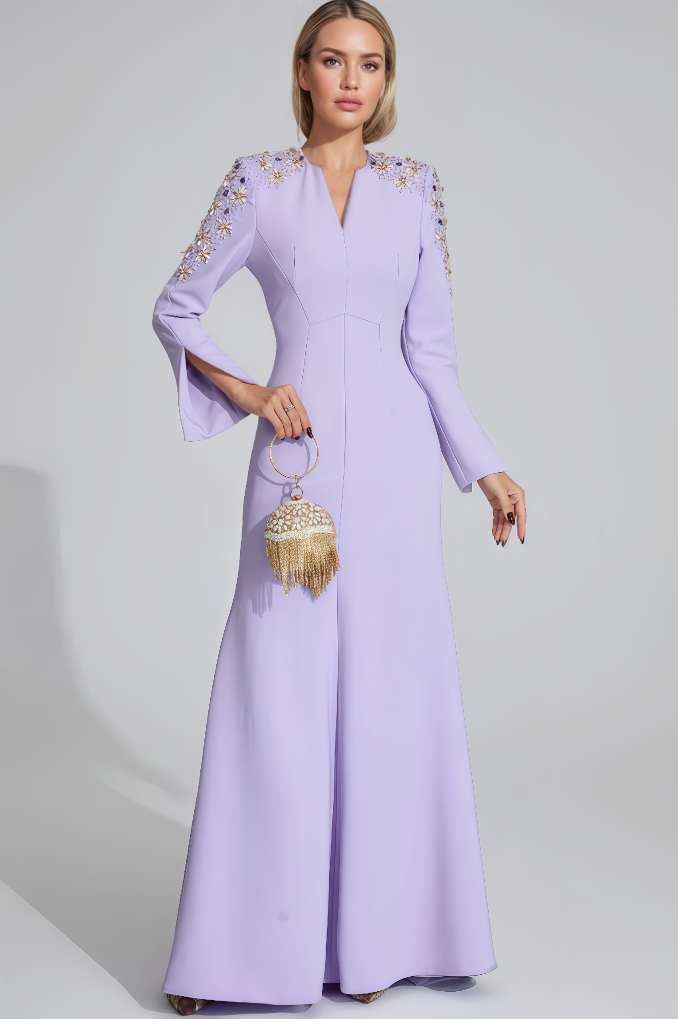 Lisiya Purple Pearl Maxi Dress