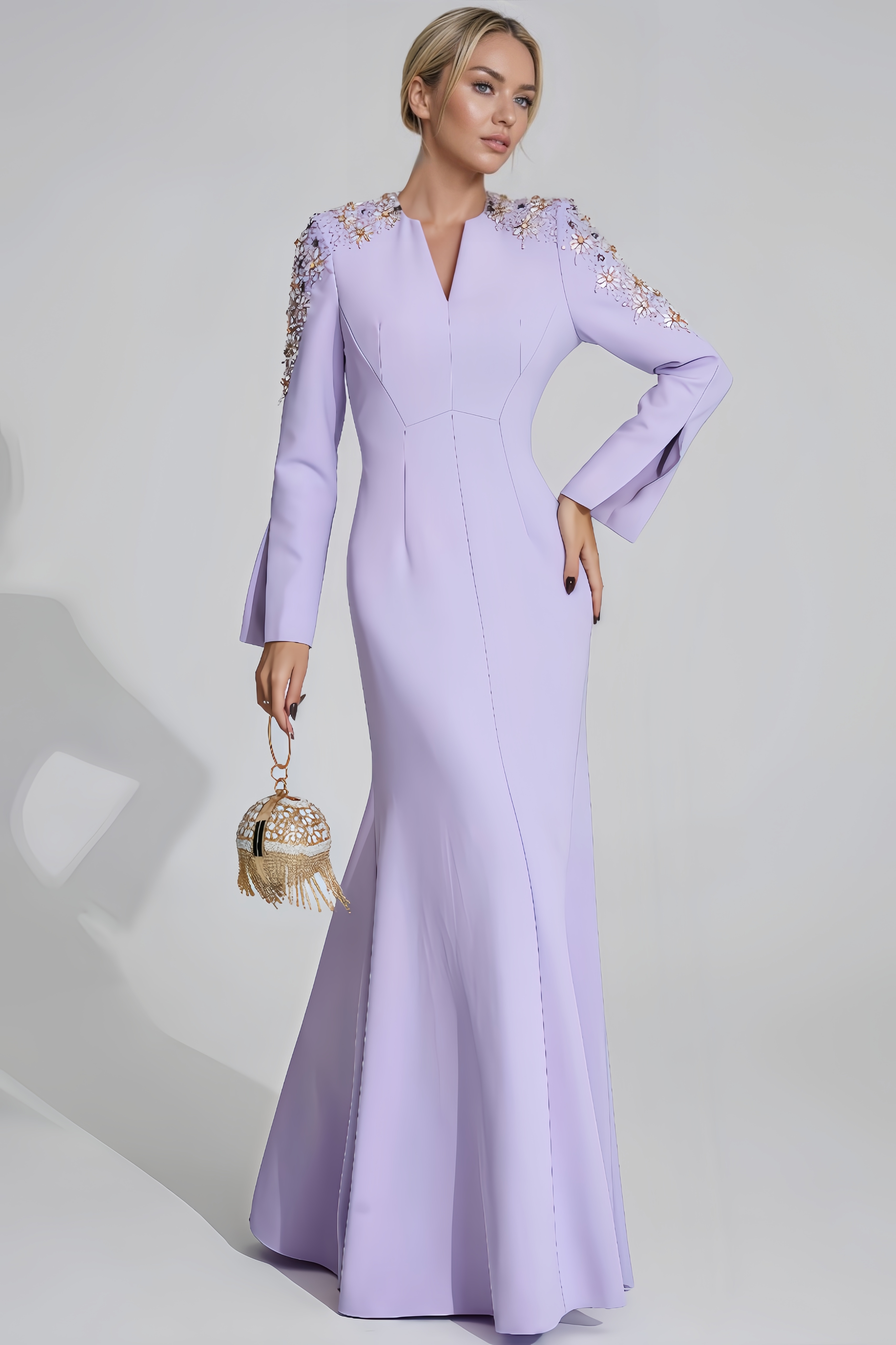 Lisiya Purple Pearl Maxi Dress