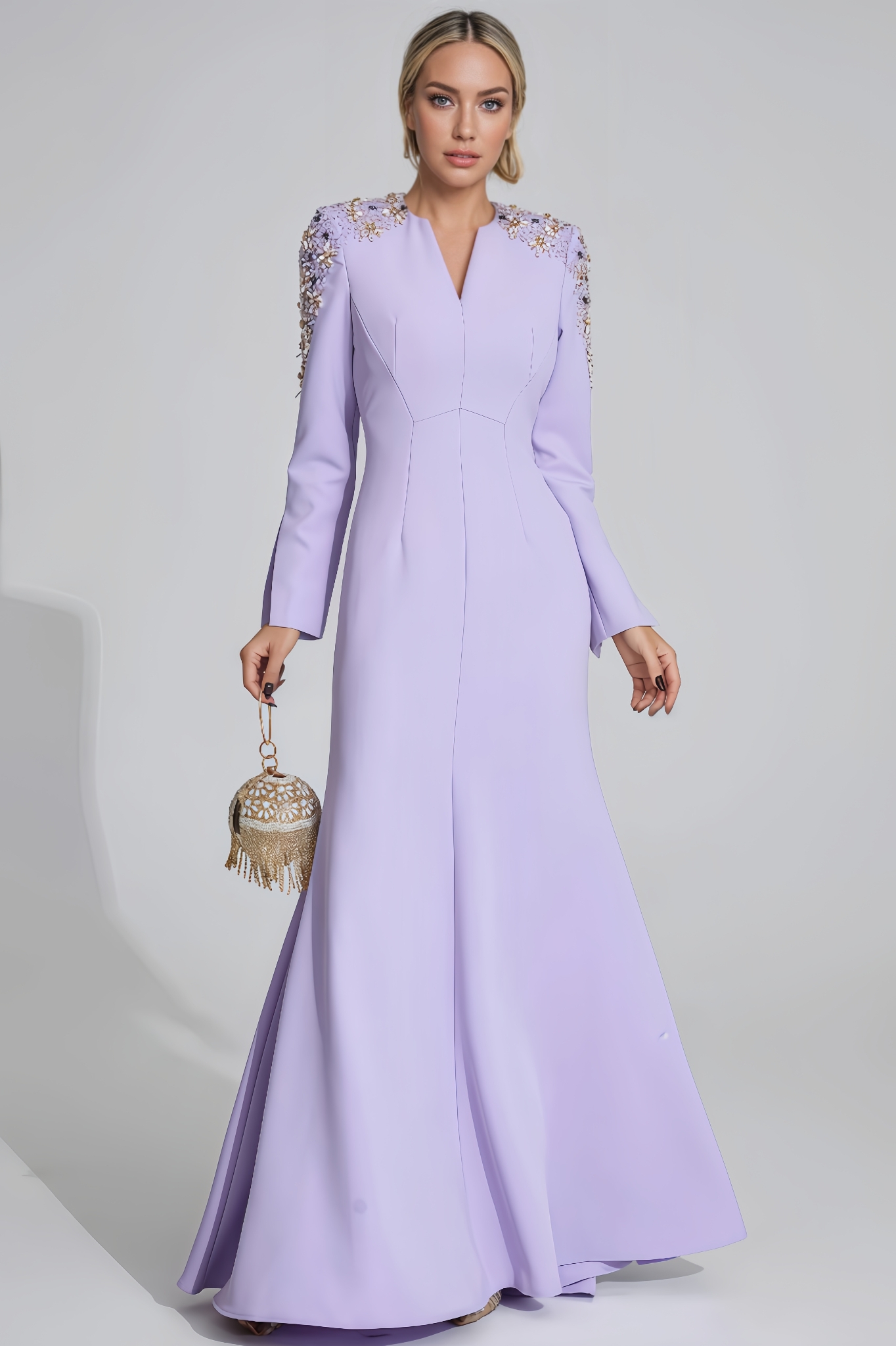 Lisiya Purple Pearl Maxi Dress