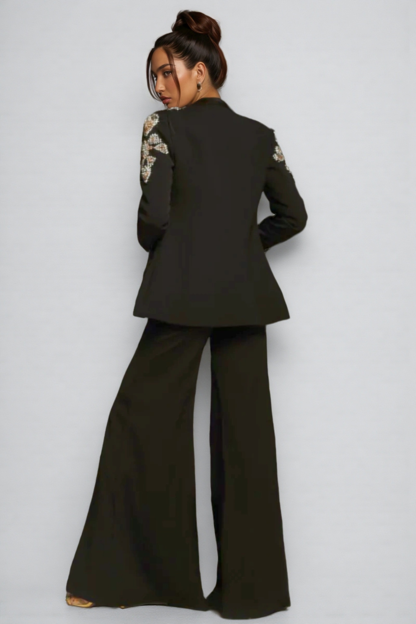 Pael Rhinestone Split Blazer Set