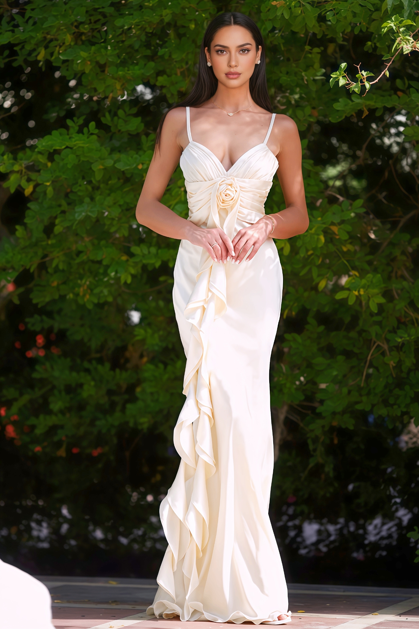 Paige 3D Floral Halter Maxi Dress