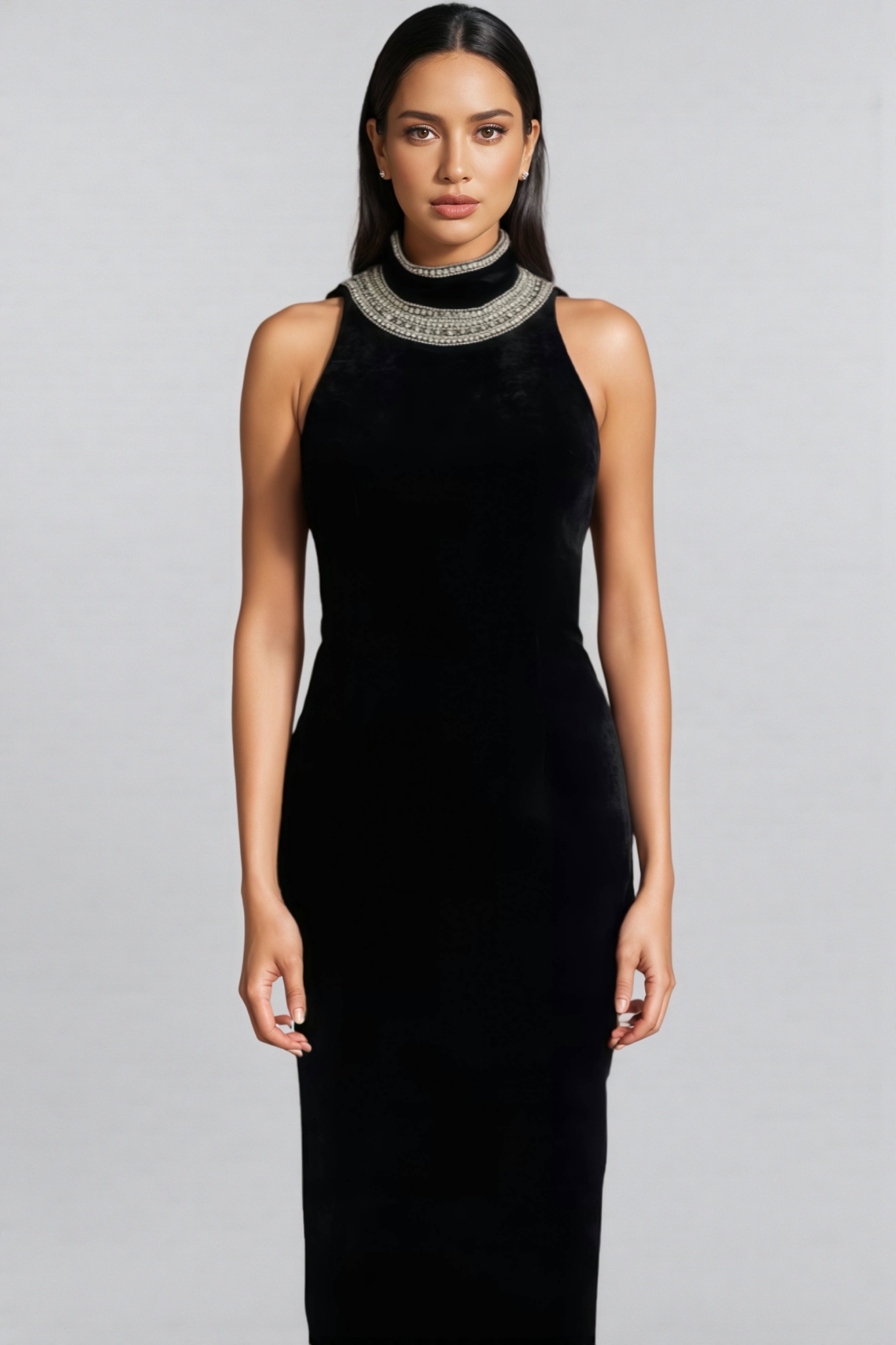 Islasd Beaded Backless Maxi Dress