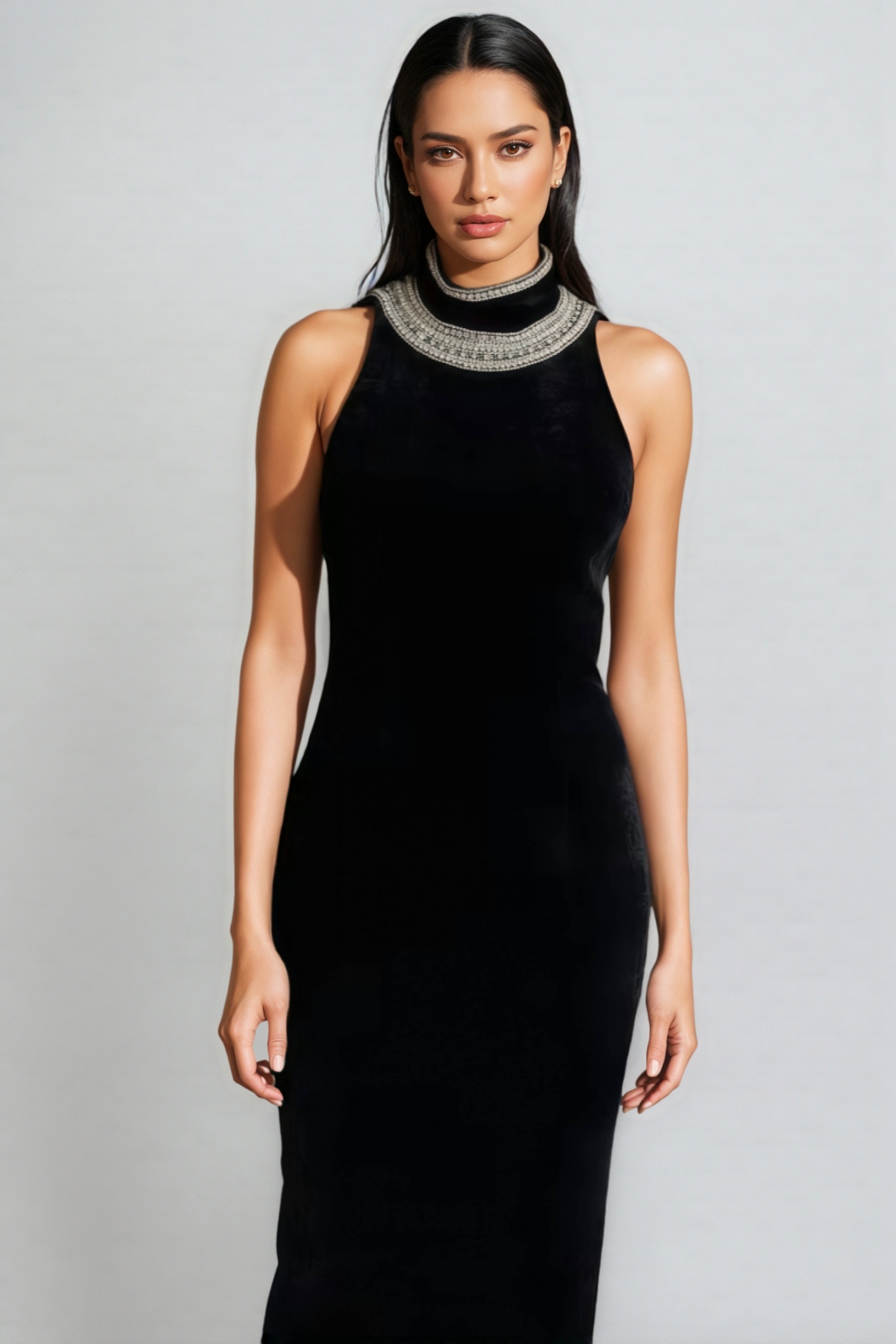 Islasd Beaded Backless Maxi Dress