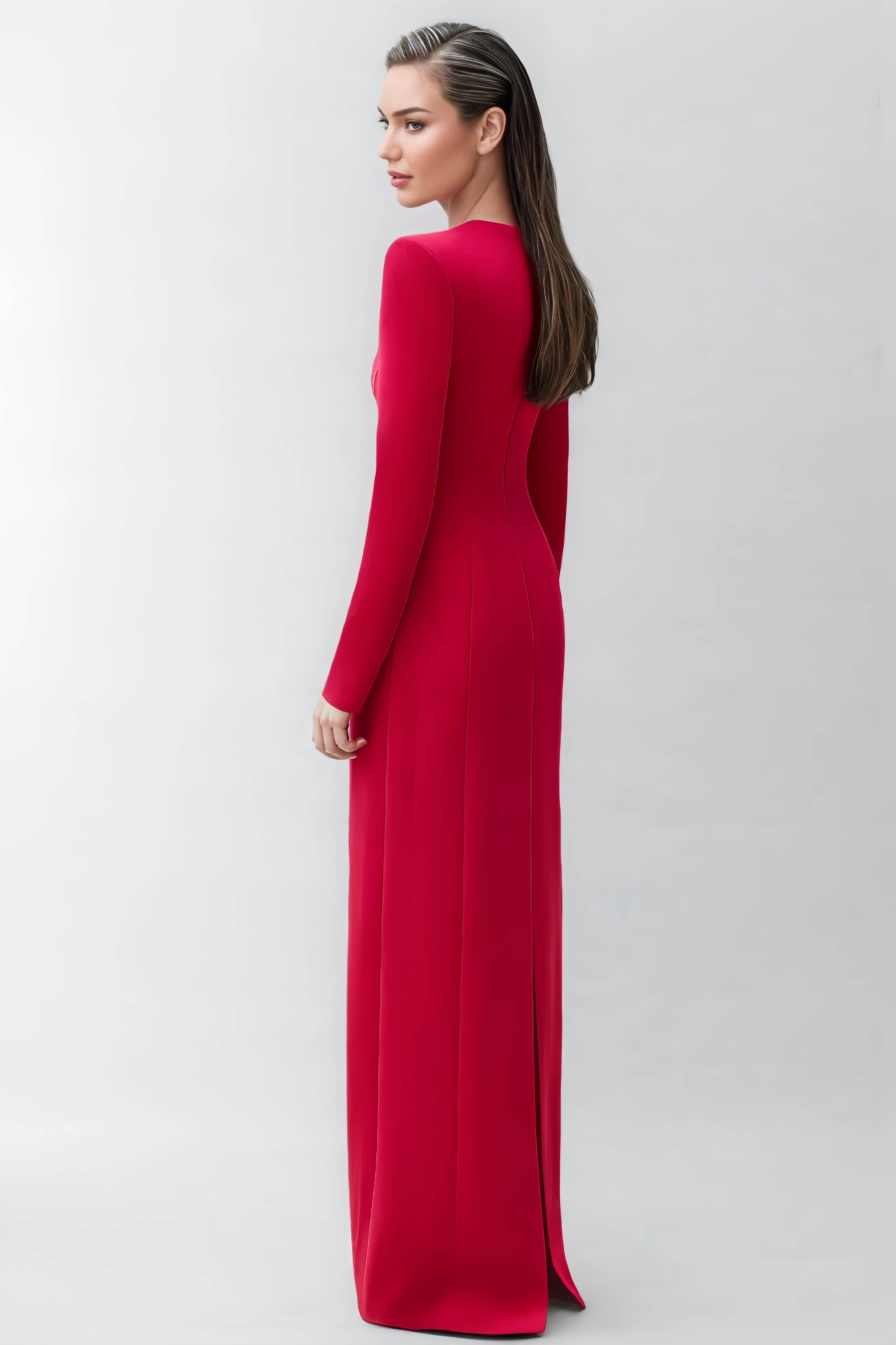 Sama Padded Shoulder Crystal Embellished Maxi Dress