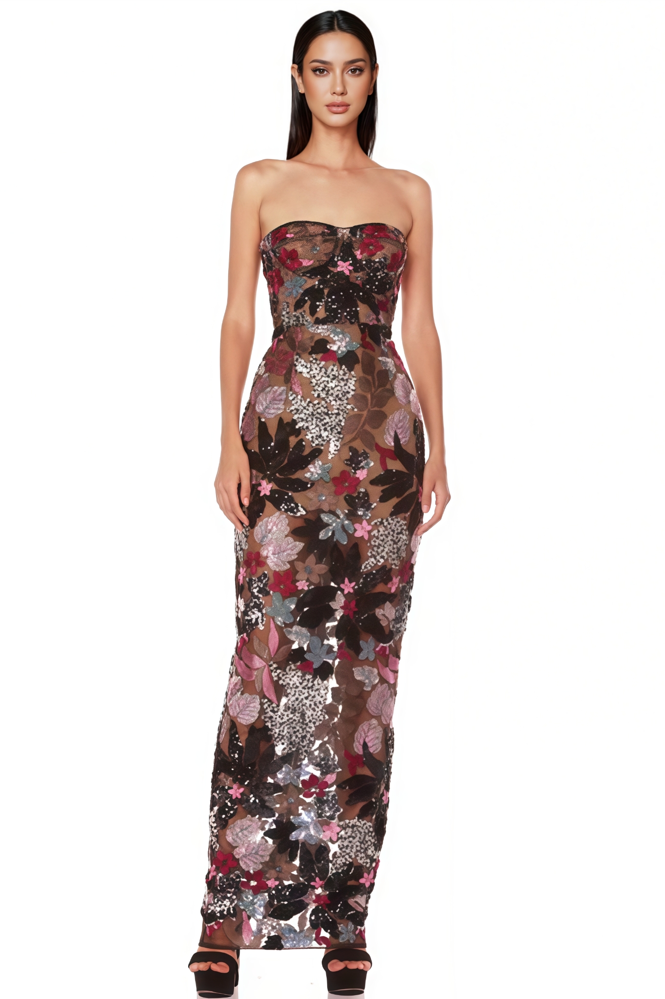 Dolores Embroidered Strapless Maxi Dress