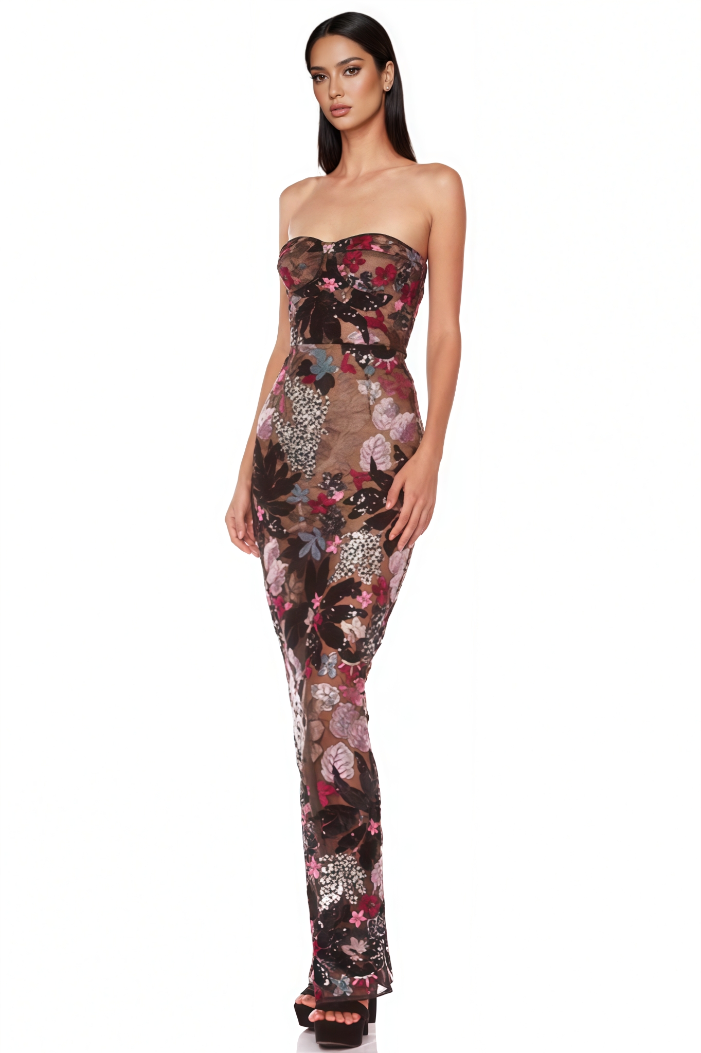 Dolores Embroidered Strapless Maxi Dress