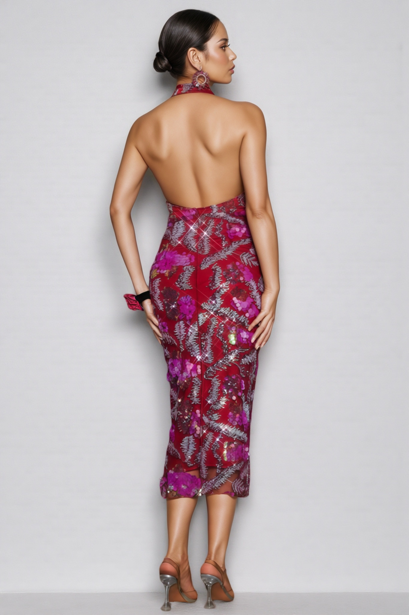 Theron Halterneck Sequin Midi Dress