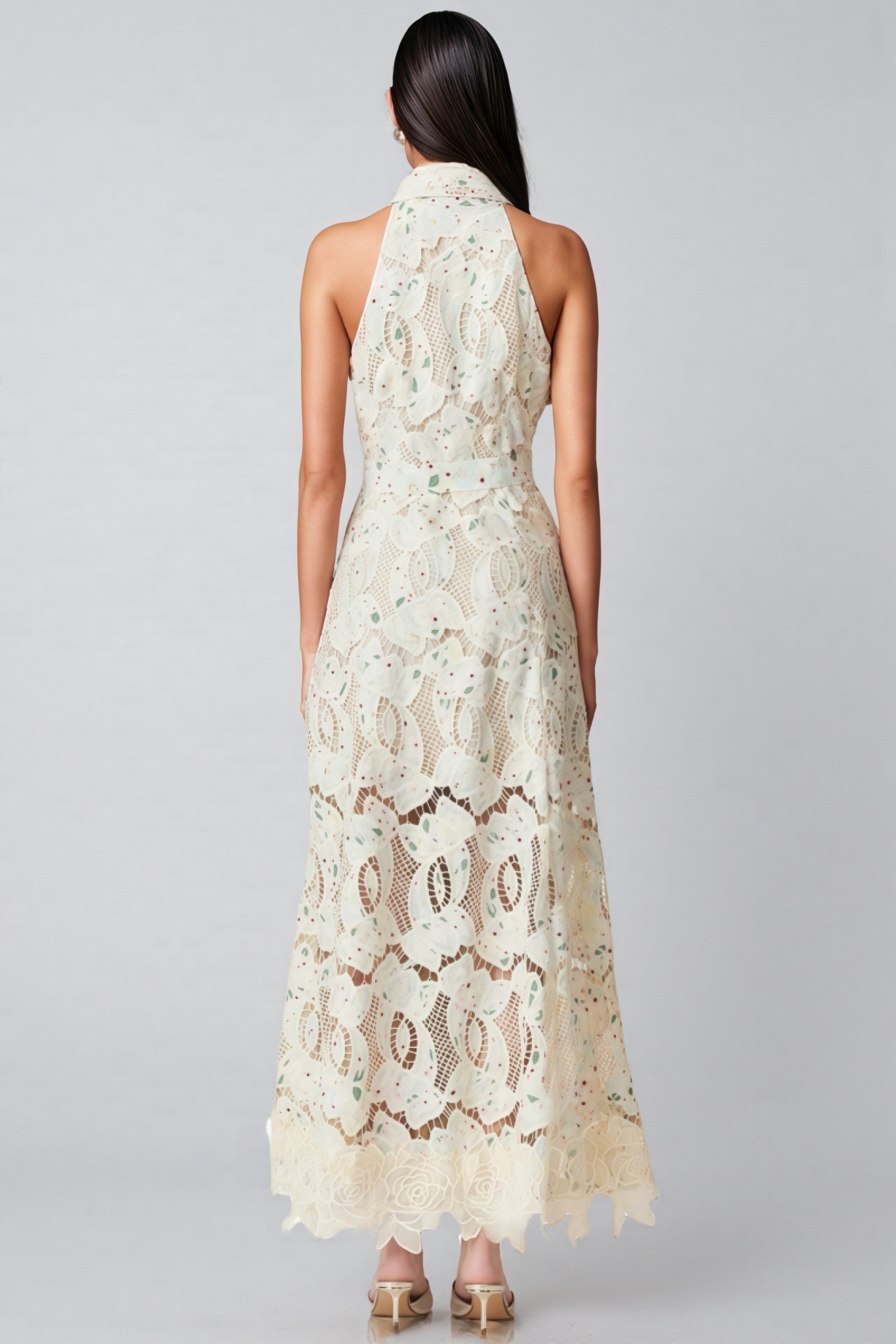 Harld White Lace Floral Maxi Dress