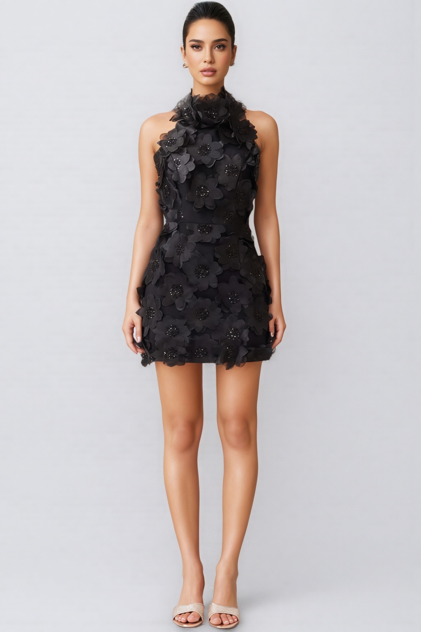 Aislind Black Cherry Blossom Mini Dress