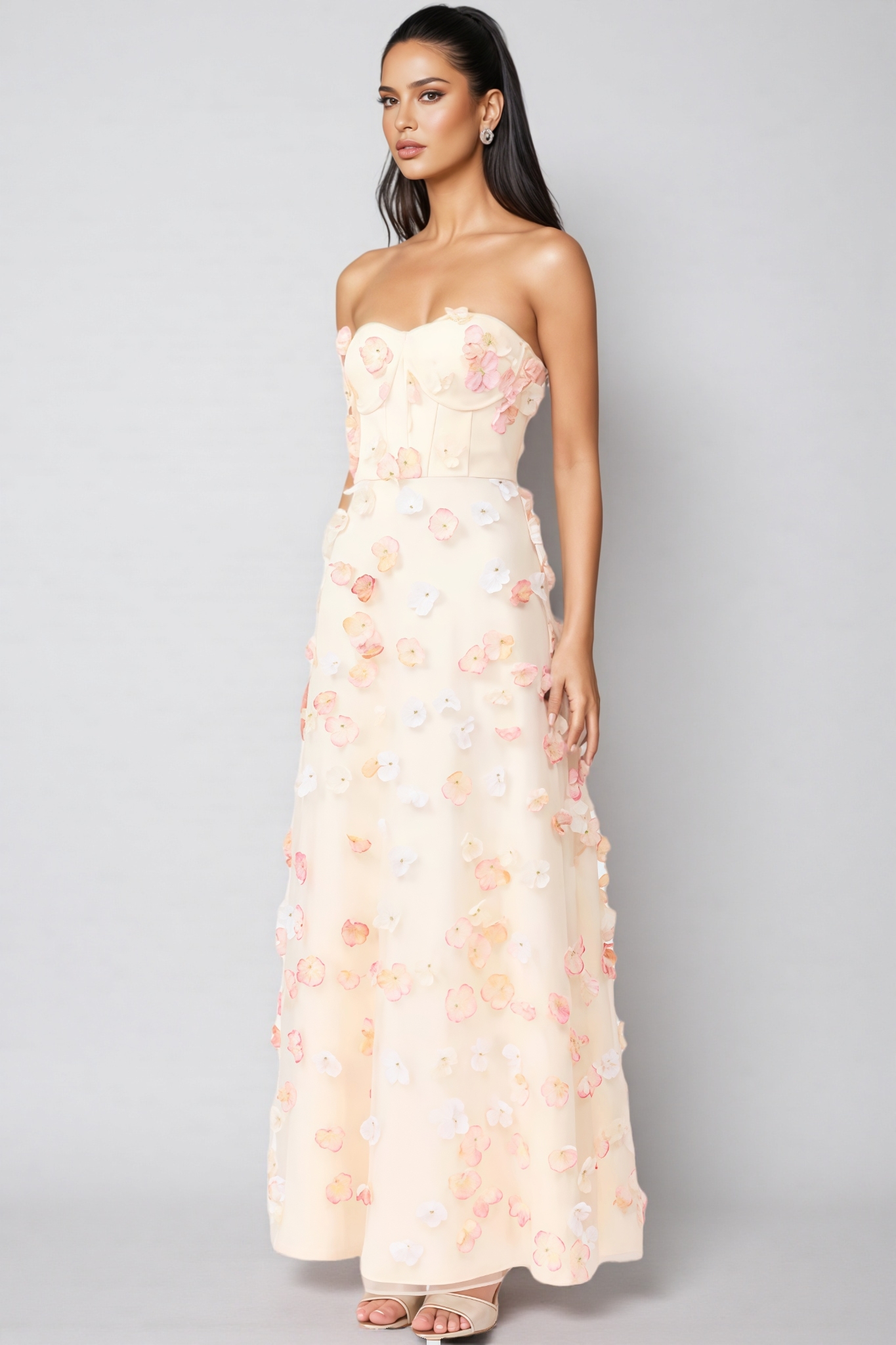 Tasha Yellow Strapless Maxi Dress