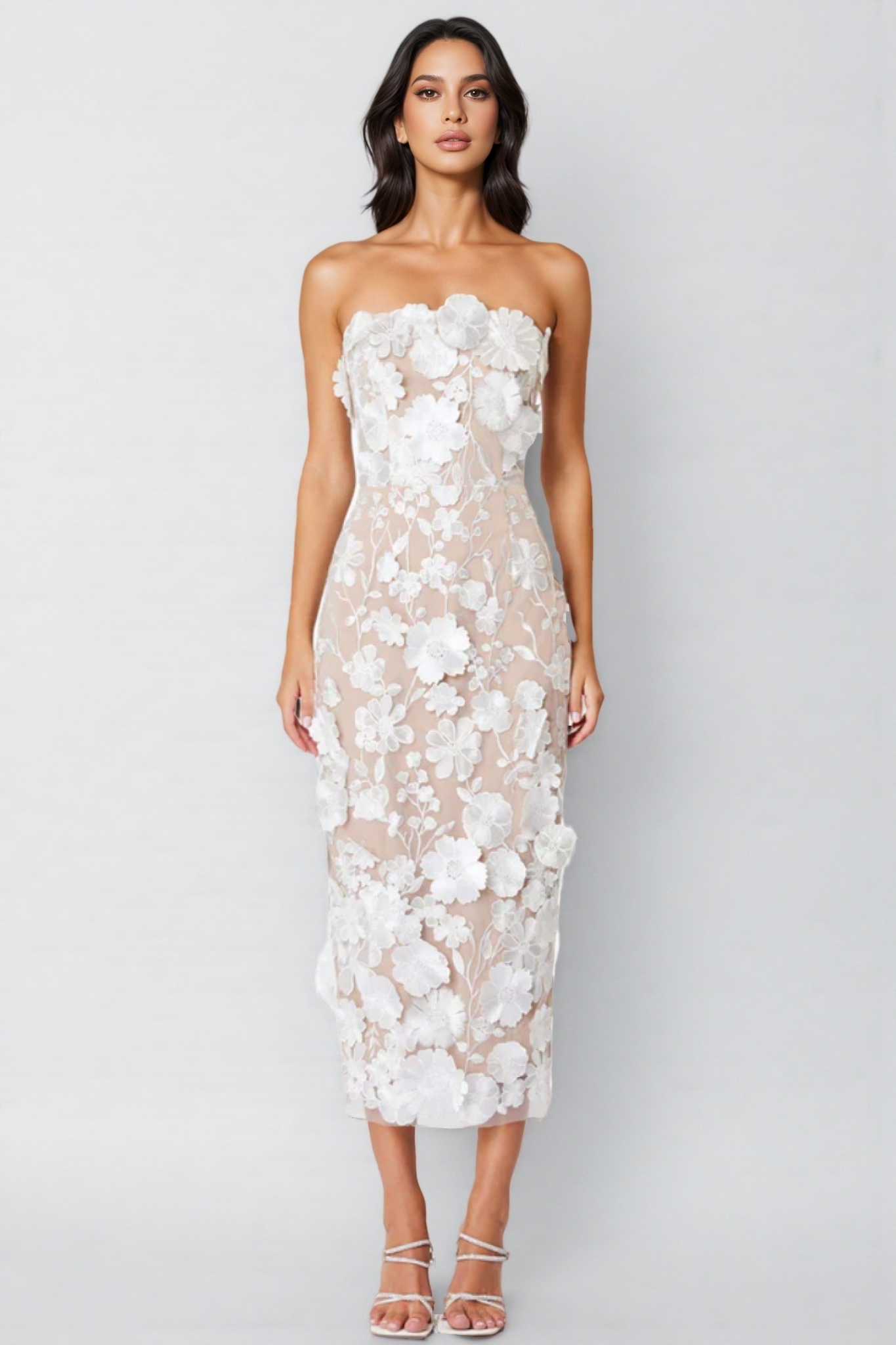 Taliah Strapless Hip Hugging Midi Dress
