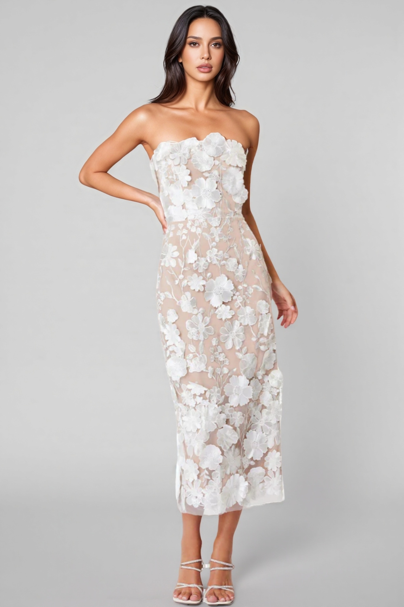 Taliah Strapless Hip Hugging Midi Dress