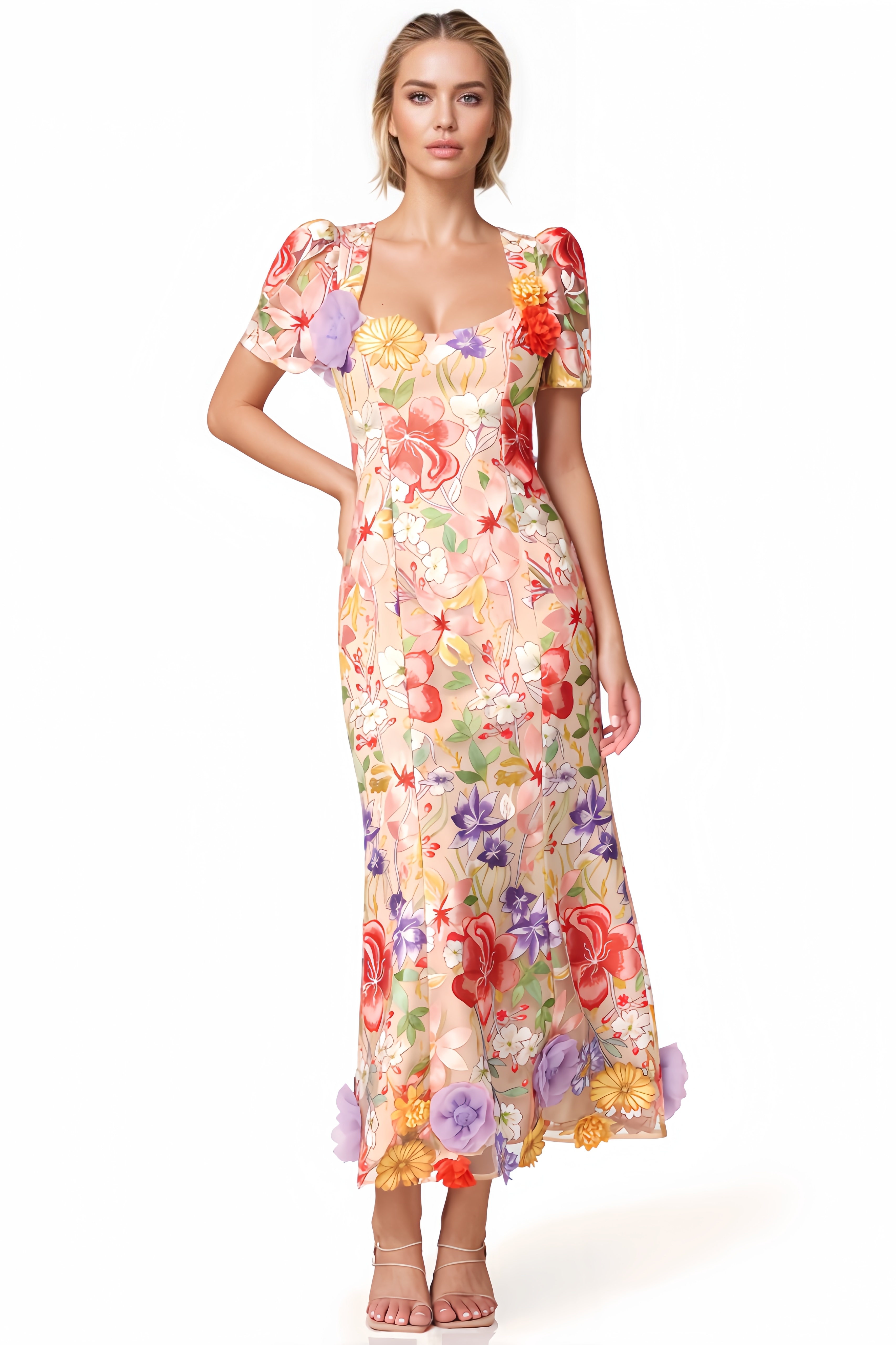 Ela Floral Embroidered Maxi Dress