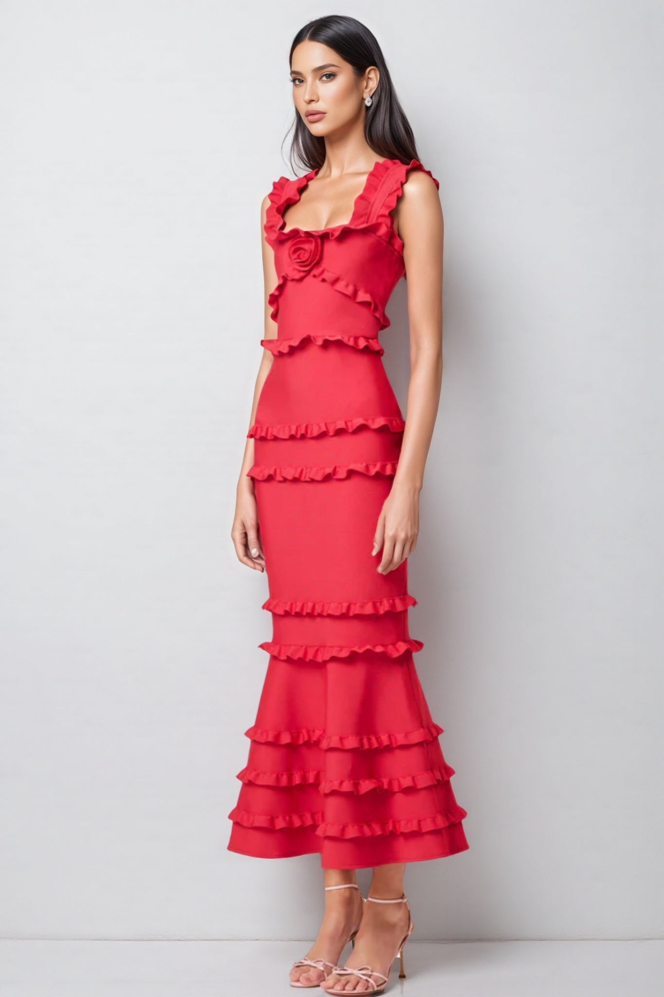 Doroth Red Frill Maxi Dress