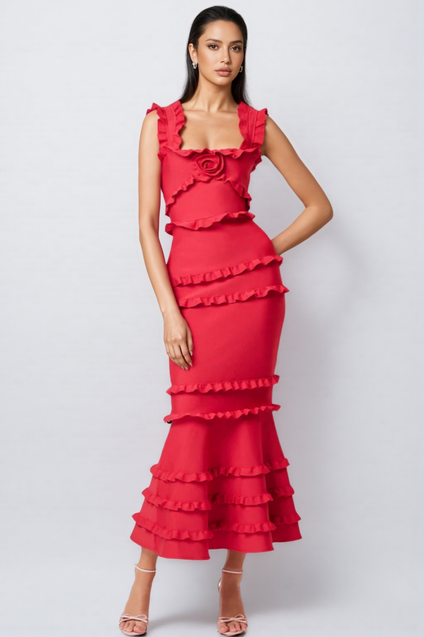 Doroth Red Frill Maxi Dress