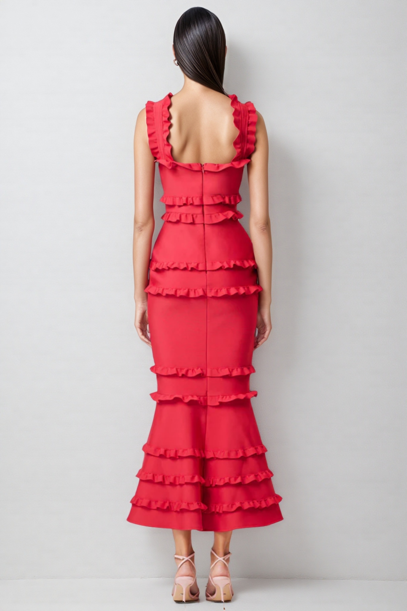 Doroth Red Frill Maxi Dress