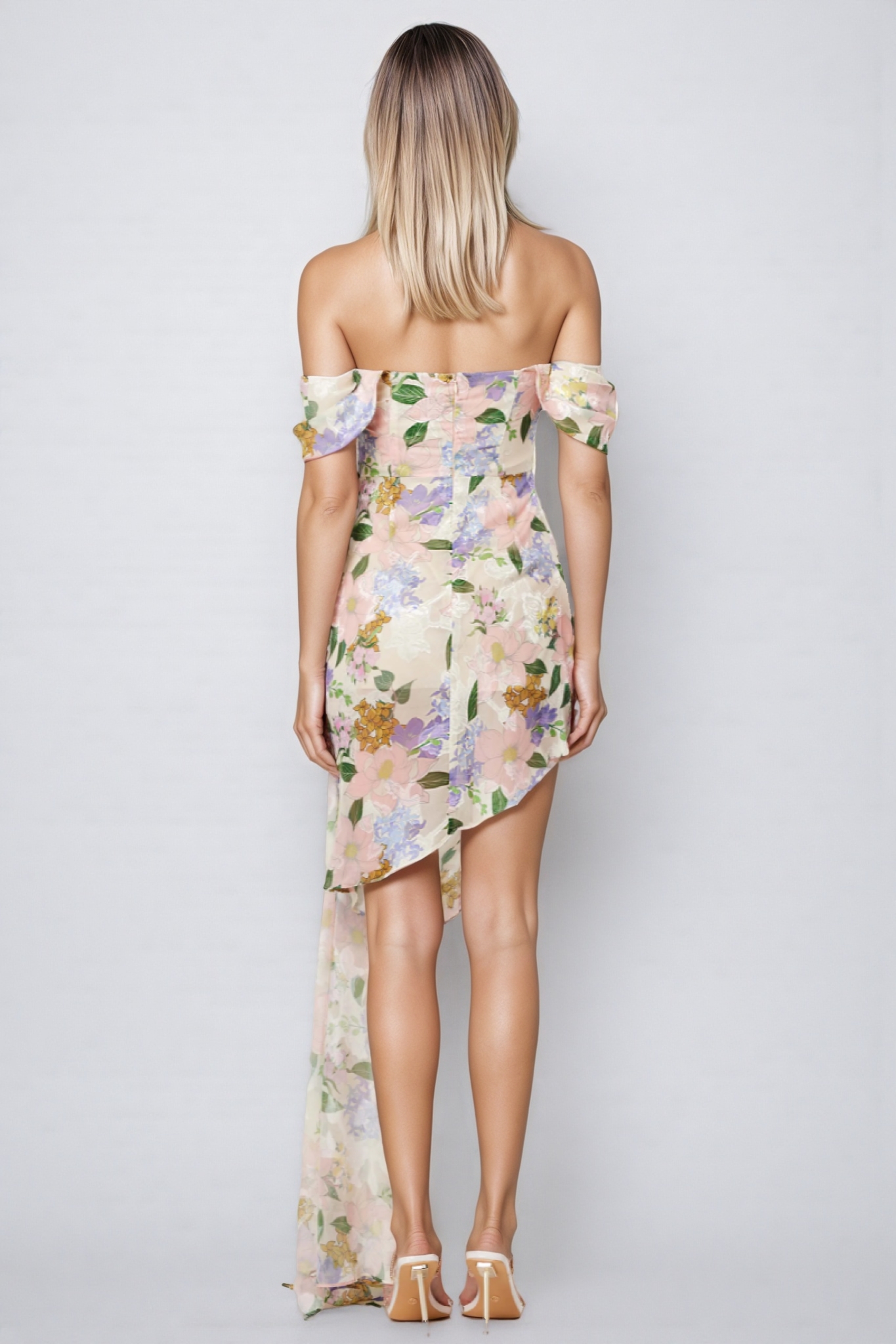 Amansd Floral High Waist Midi Dress