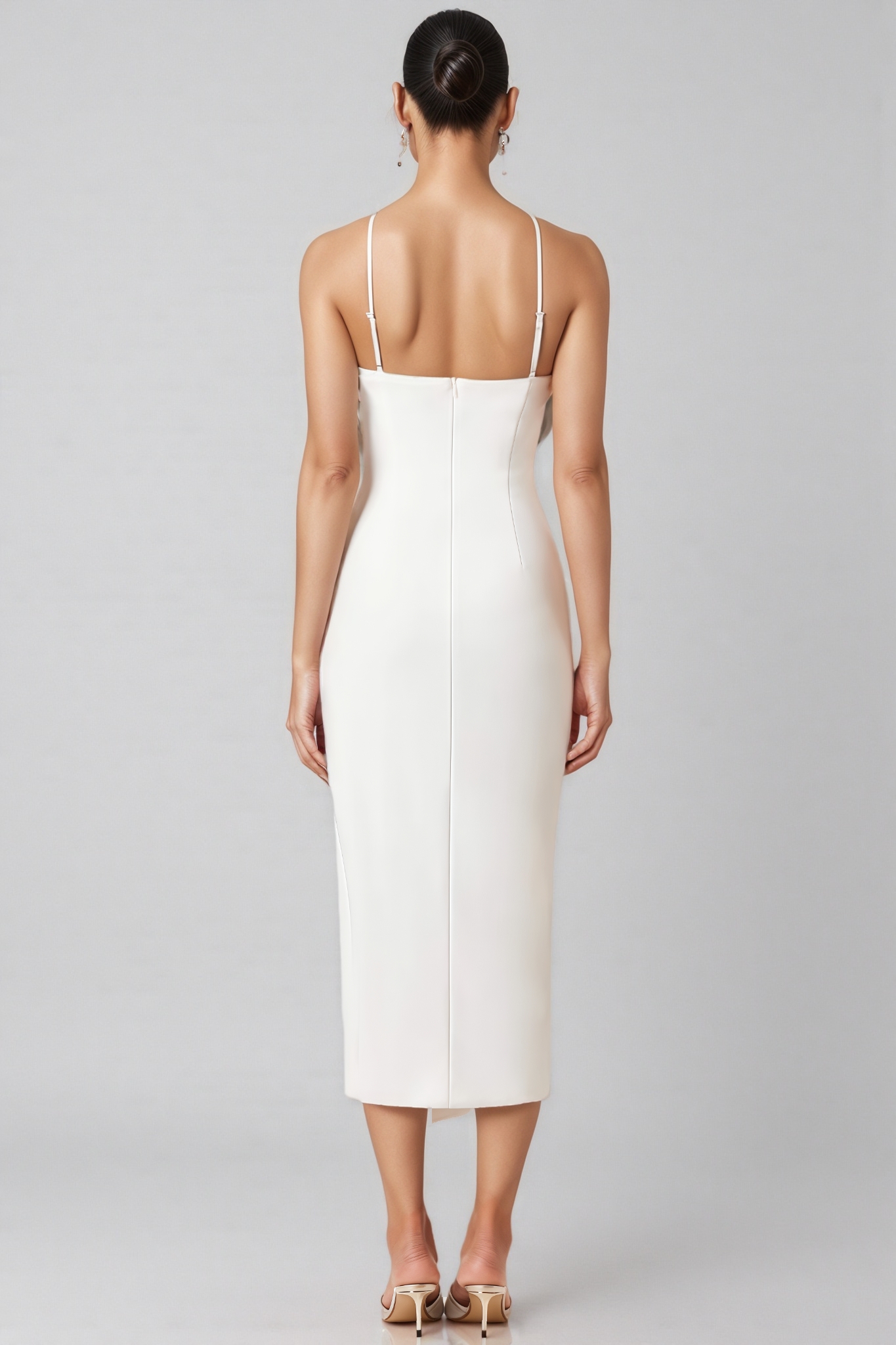 Kaelt White 3D Floral Midi Dress