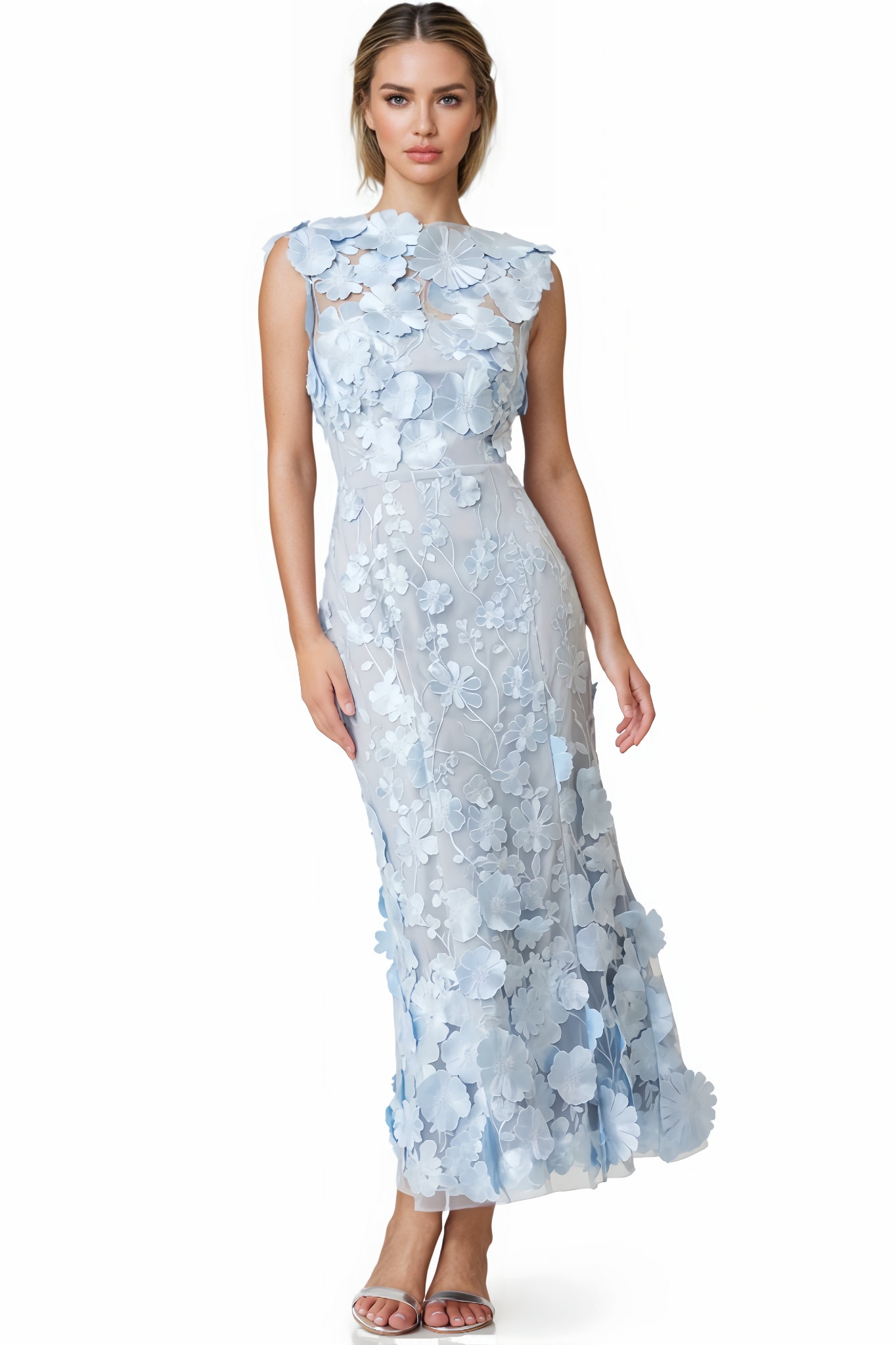 3D Floral Midi Dress