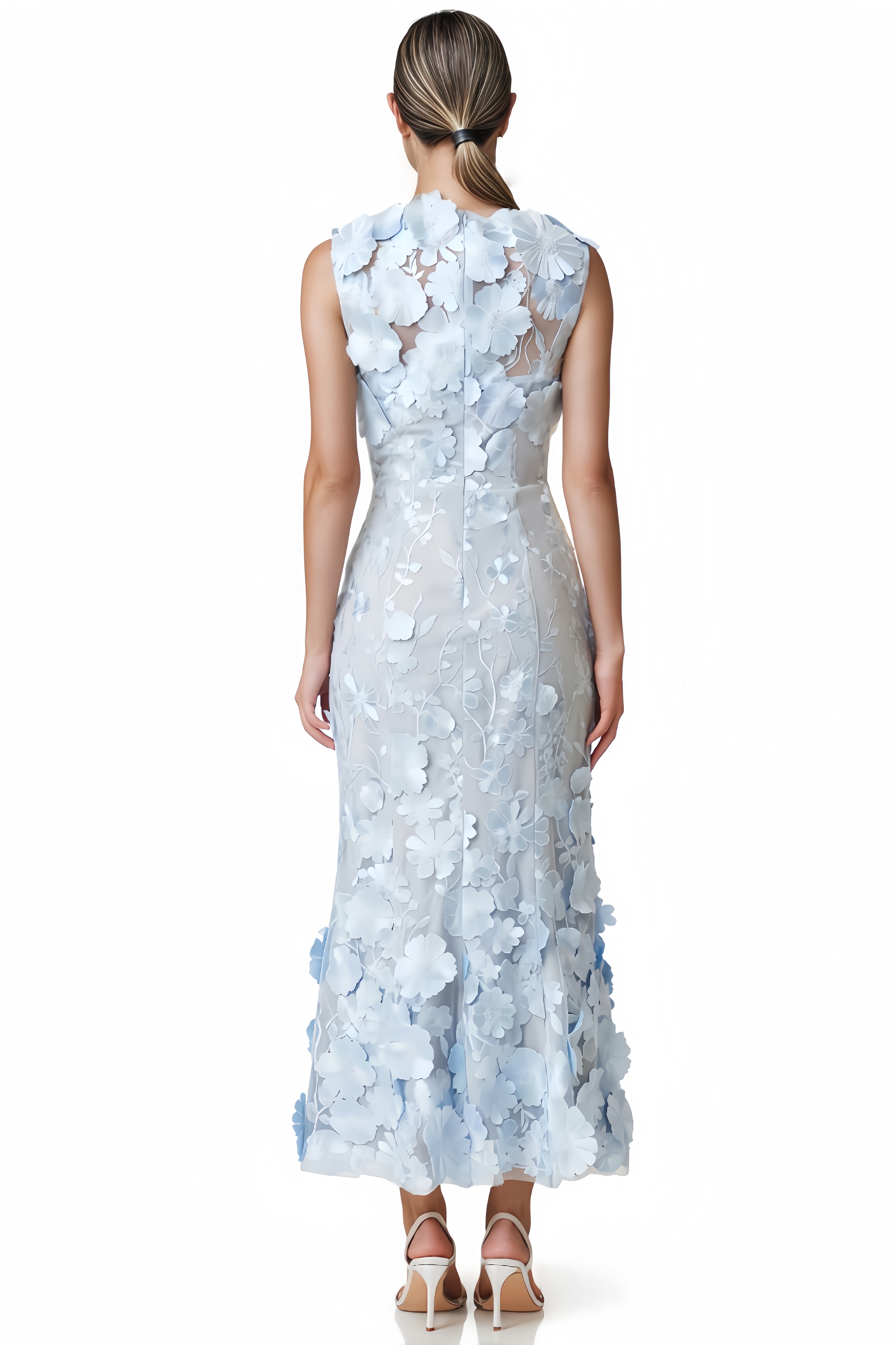 3D Floral Midi Dress