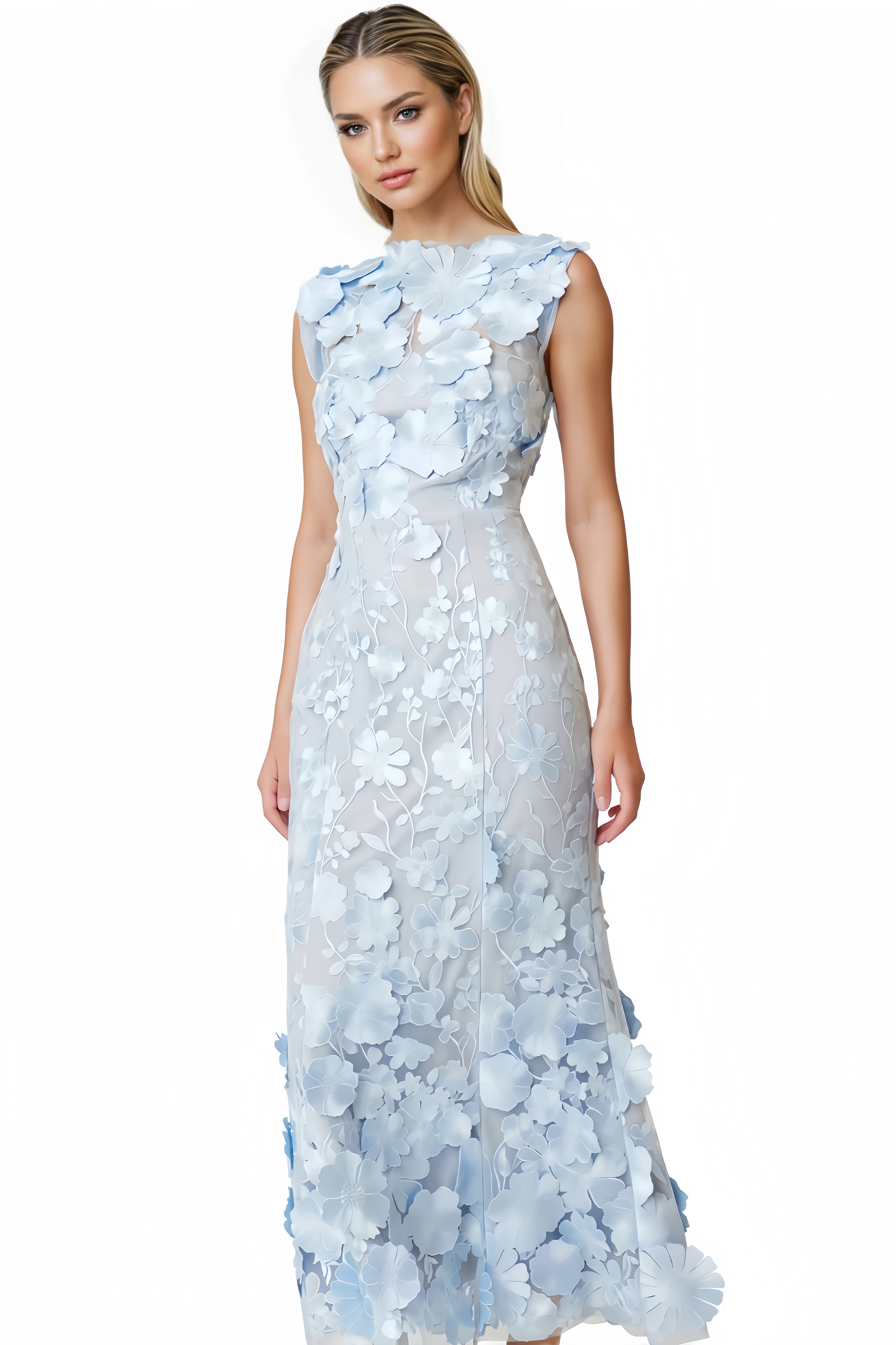 3D Floral Midi Dress