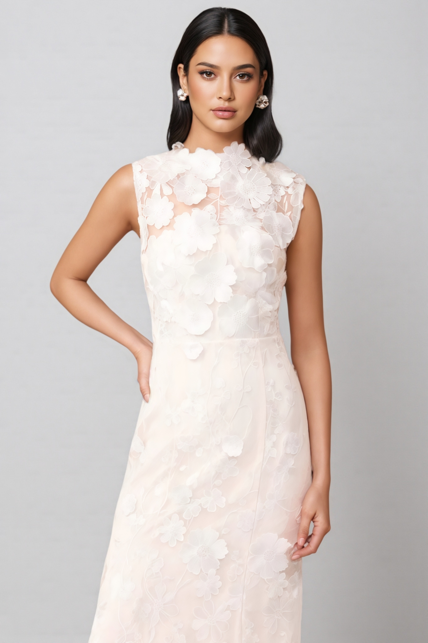 Jastet Embroidered 3D Floral Maxi Dress