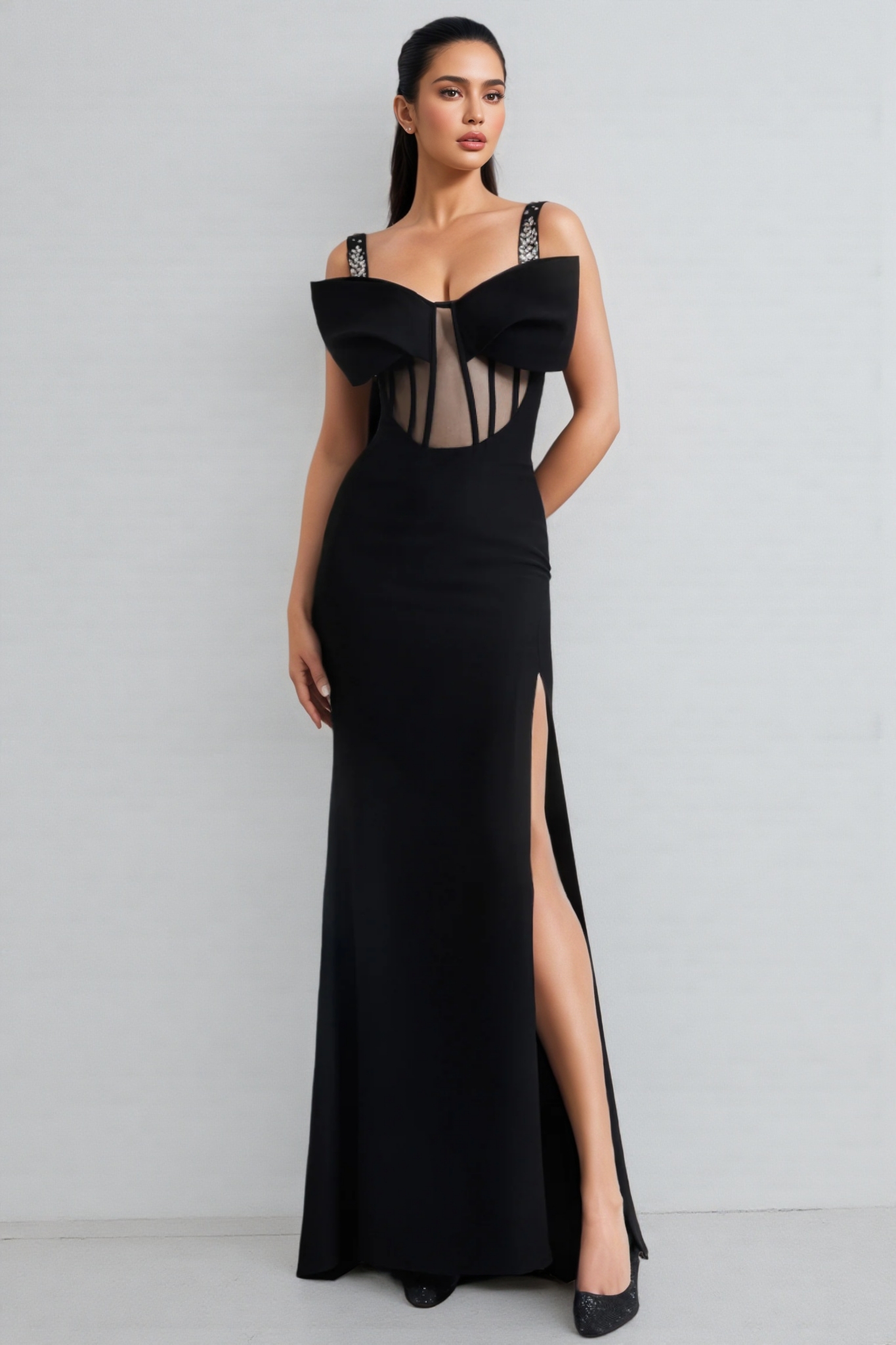 Valo Lace Studded Maxi Dress