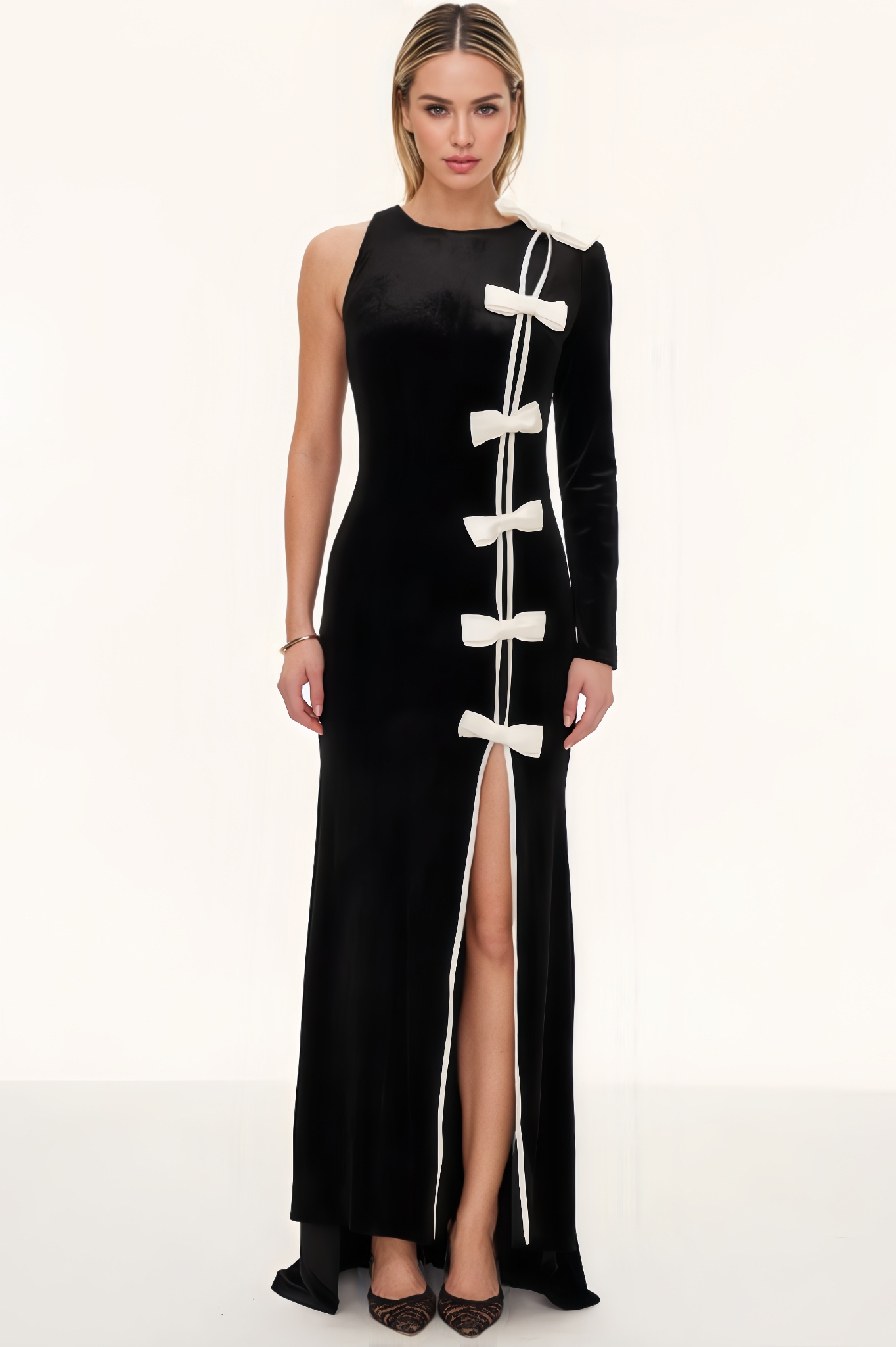 Kylat Asymmetric Bow Split Maxi Dress