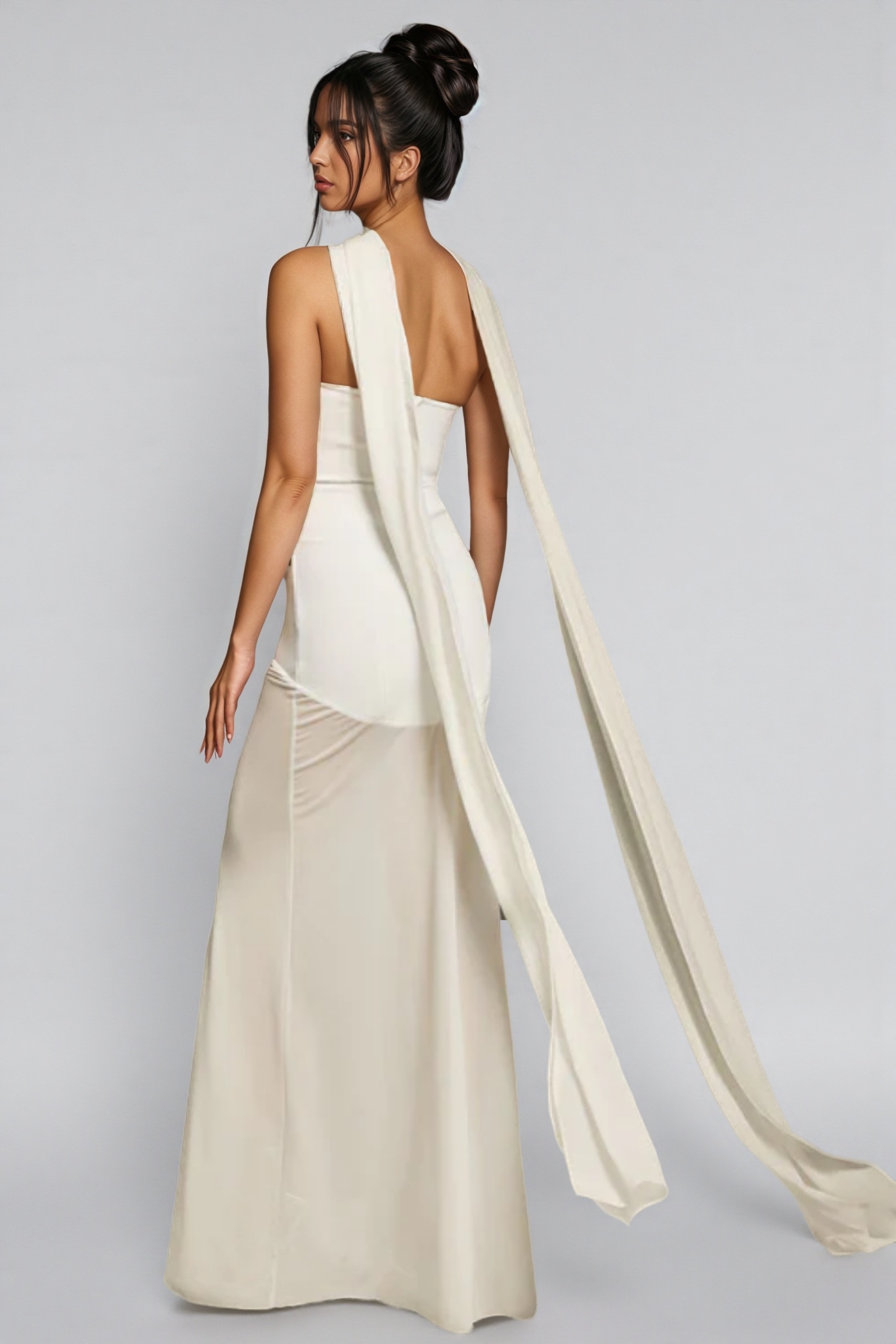 Tyvef Strapless Draped Bandage Maxi Dress