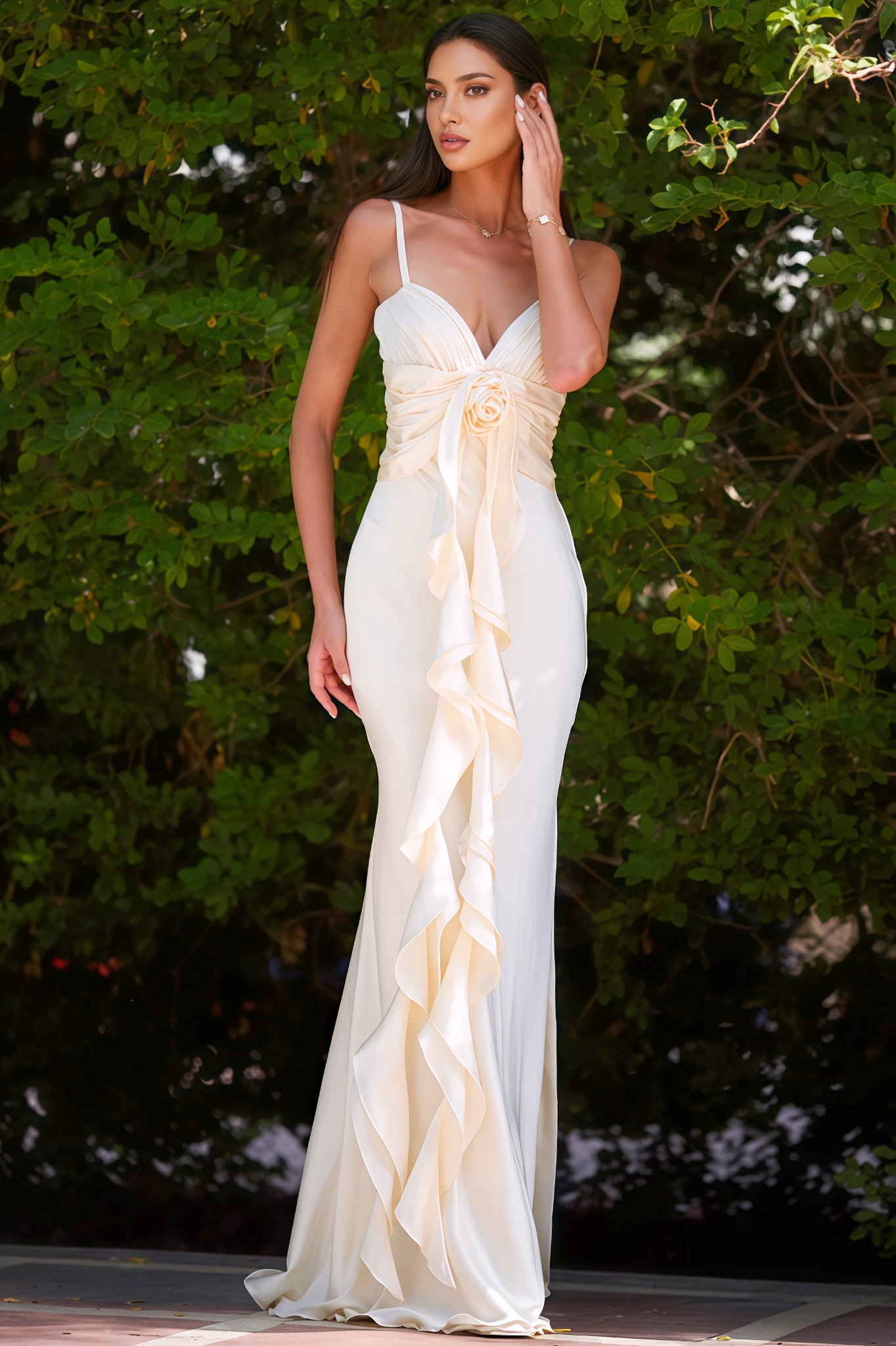 Paige 3D Floral Halter Maxi Dress