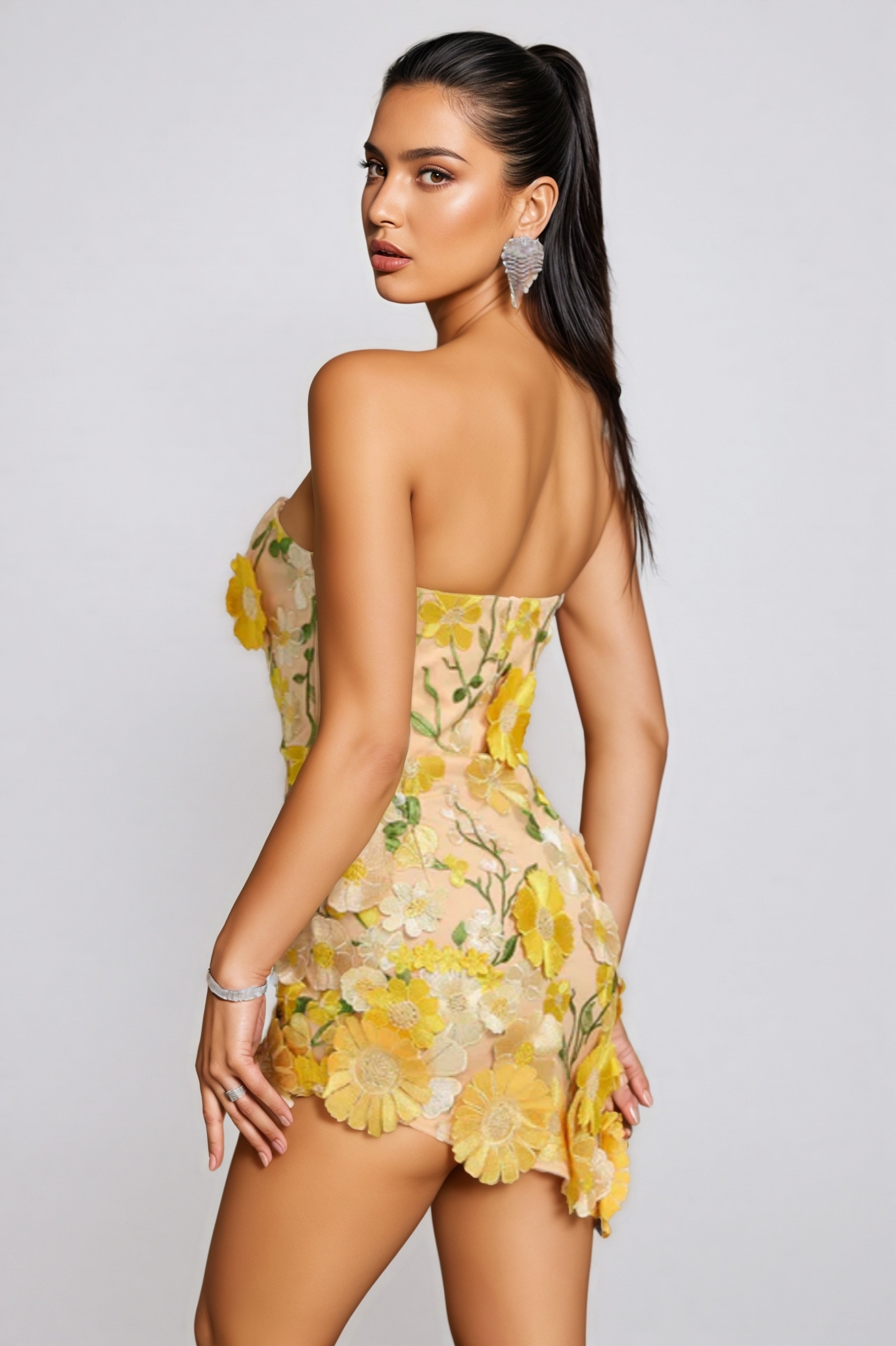 Tennyson Strapless 3D Floral Mini Dress