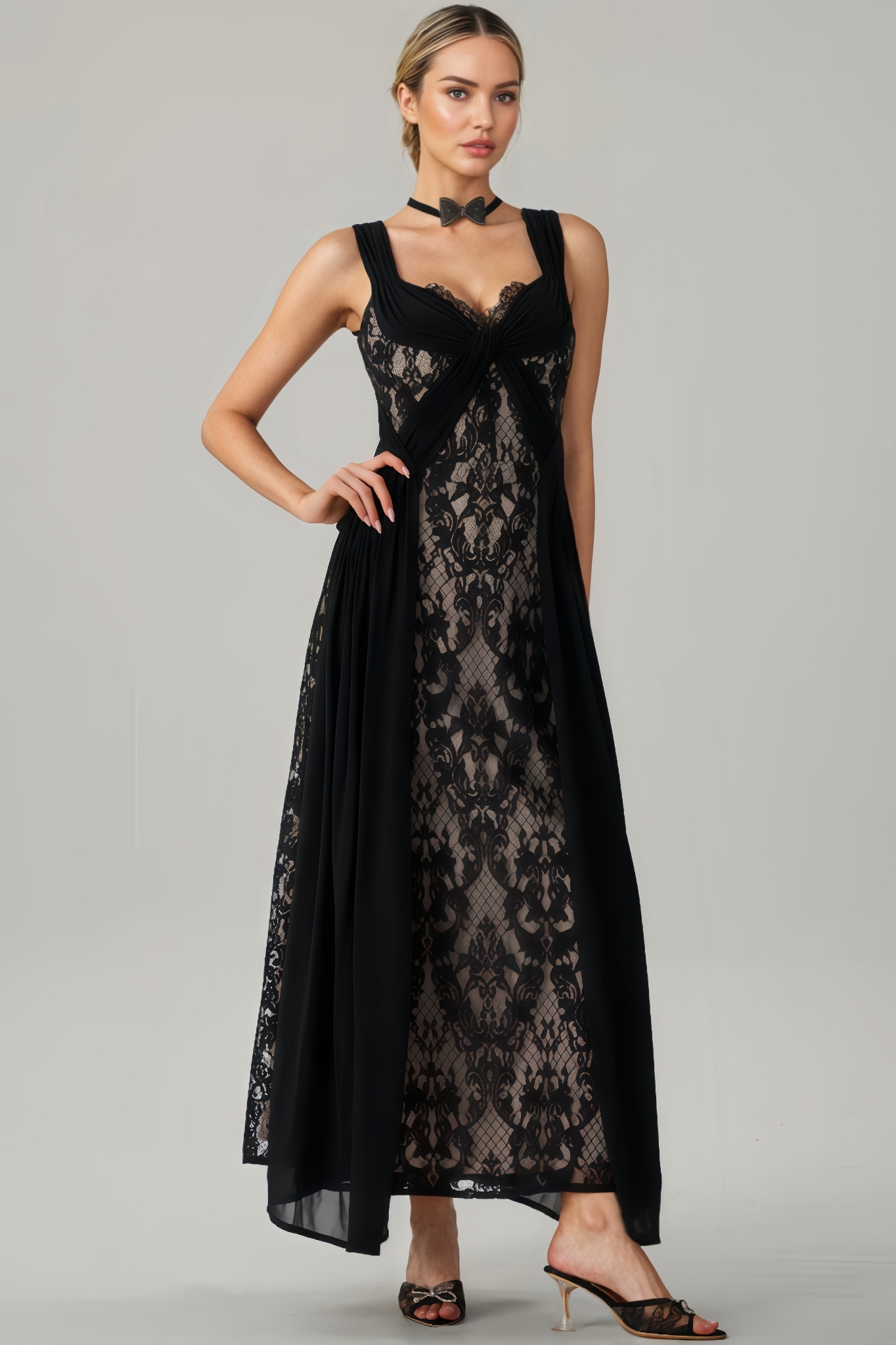 Sleeveless Embroidered Maxi Dress