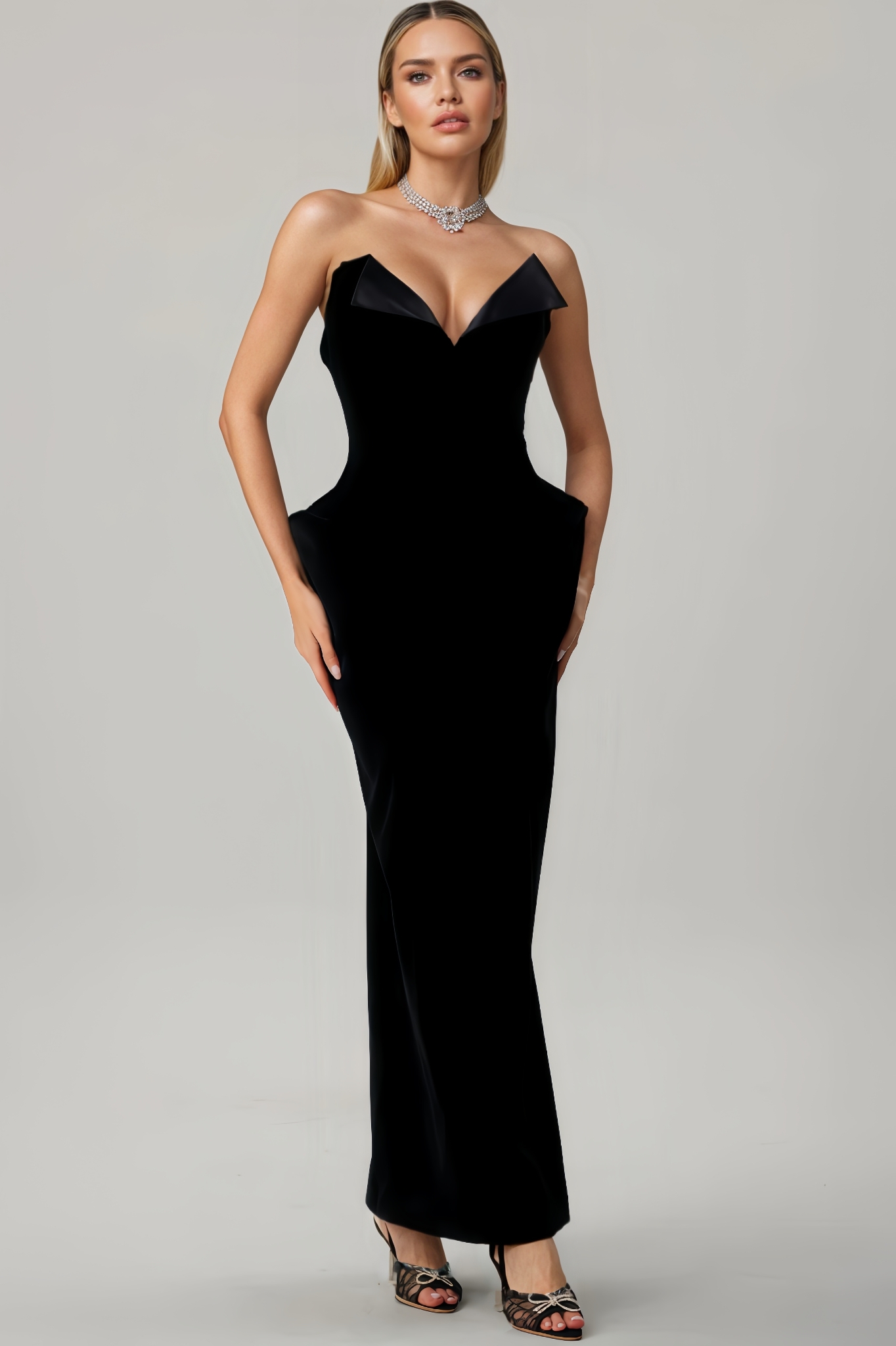 Izzy Strapless Velvet Maxi Dress
