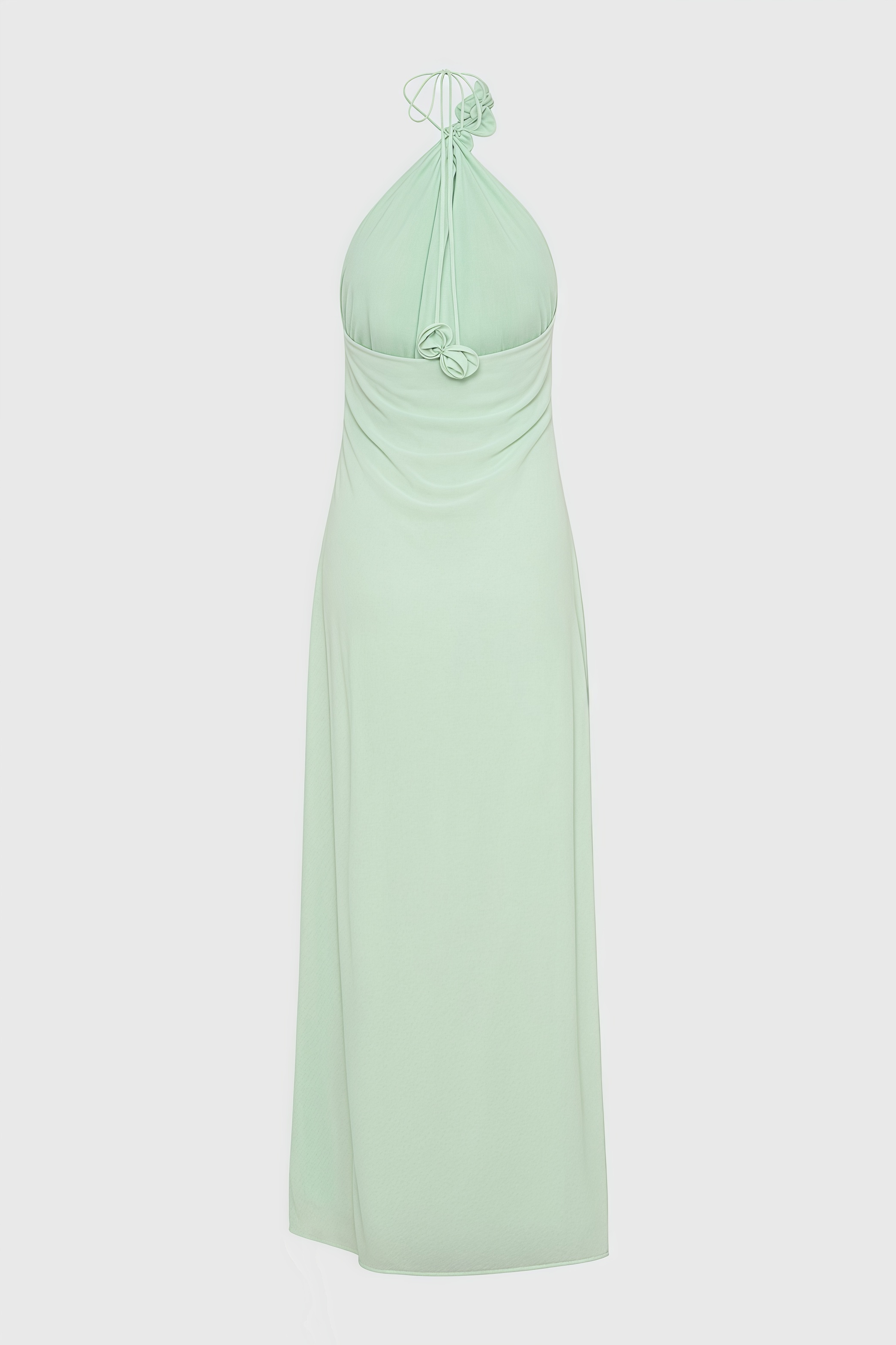 Stellk Green Cowl Neck 3D Flower Maxi Dress