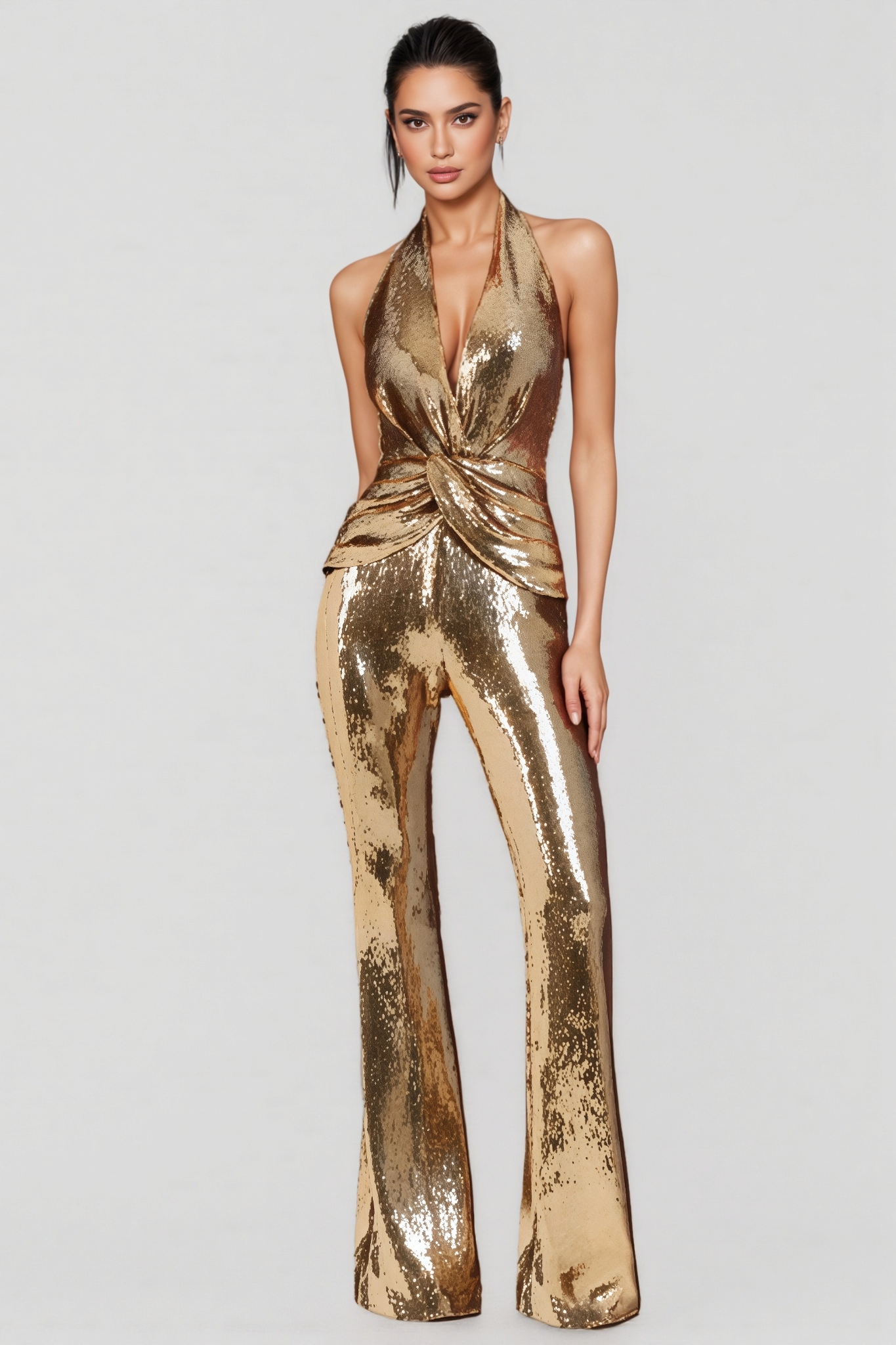 Bruna Gold Sleeveless Jumpsuit