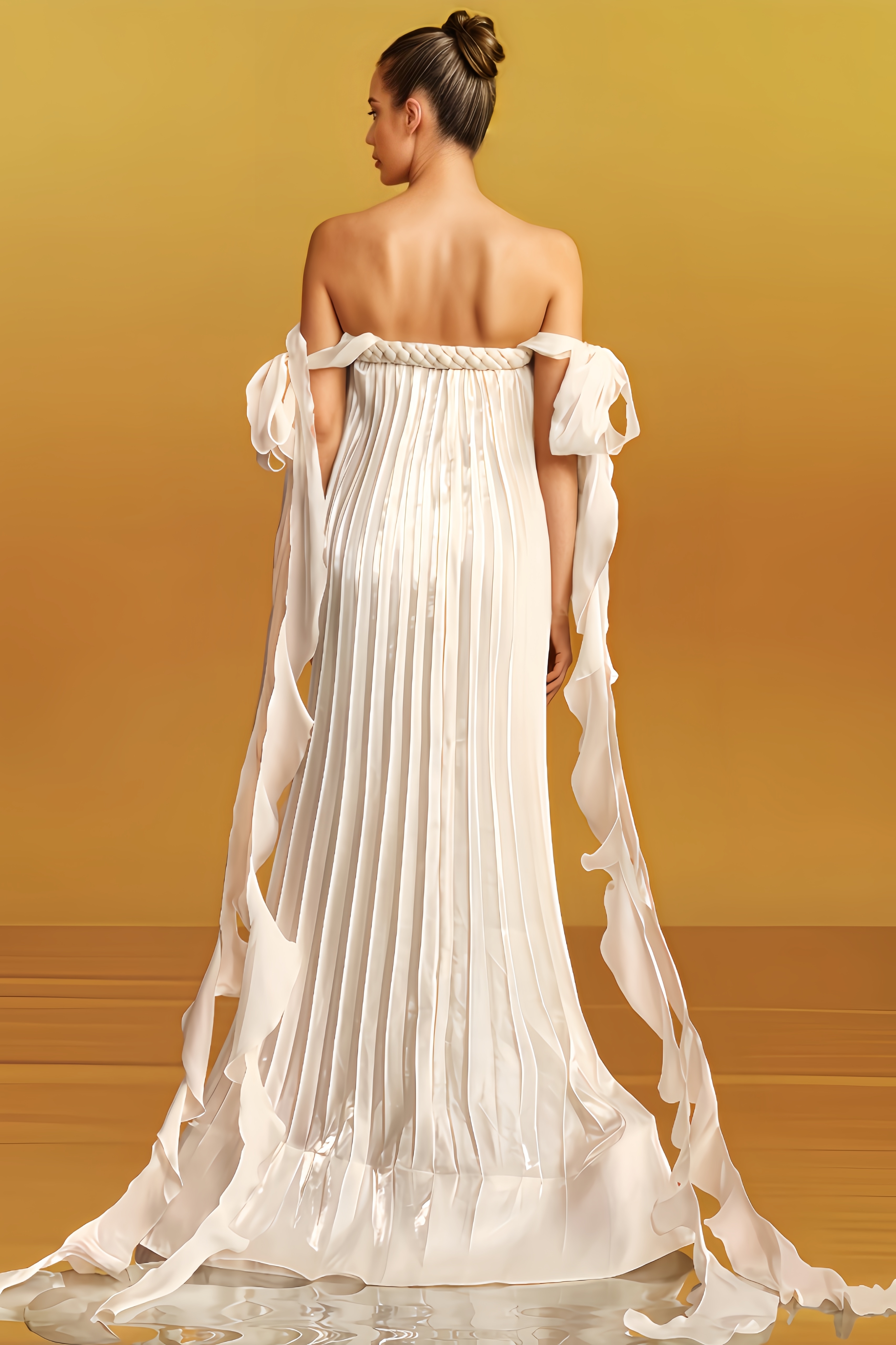 Zaily Off Shoulder Pleated Maxi Dress