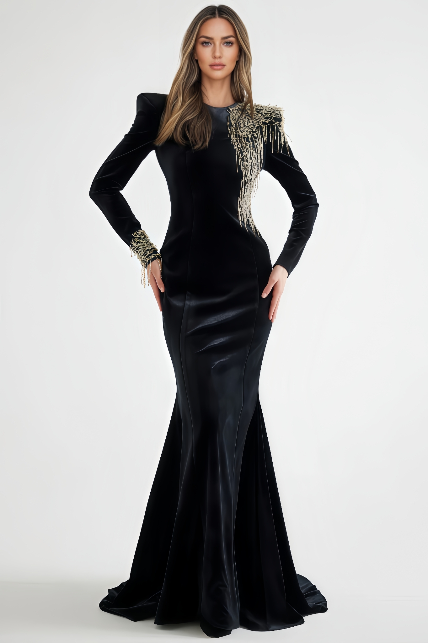 Hiram Embroidered Velvet Maxi Dress