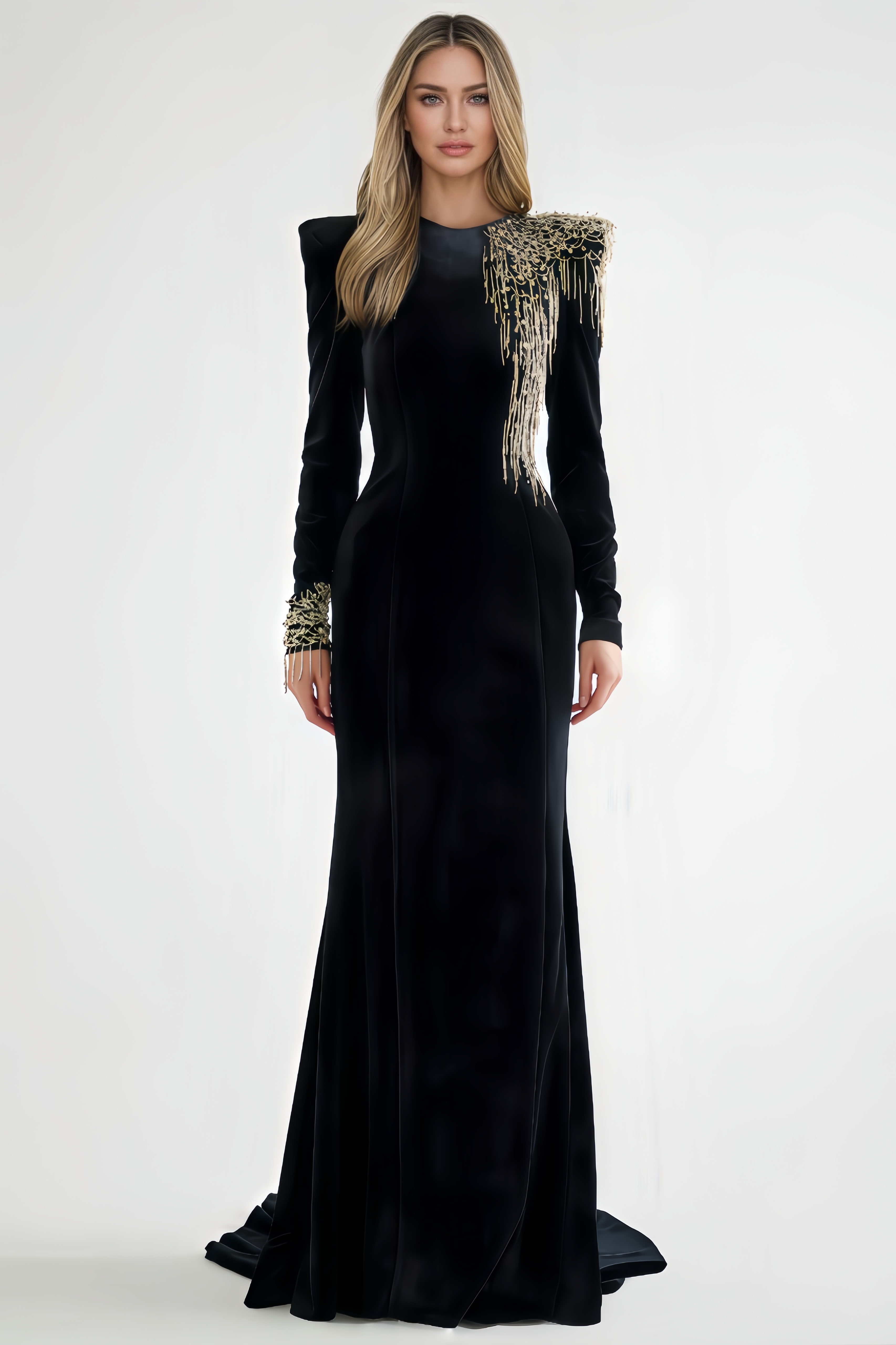 Hiram Embroidered Velvet Maxi Dress