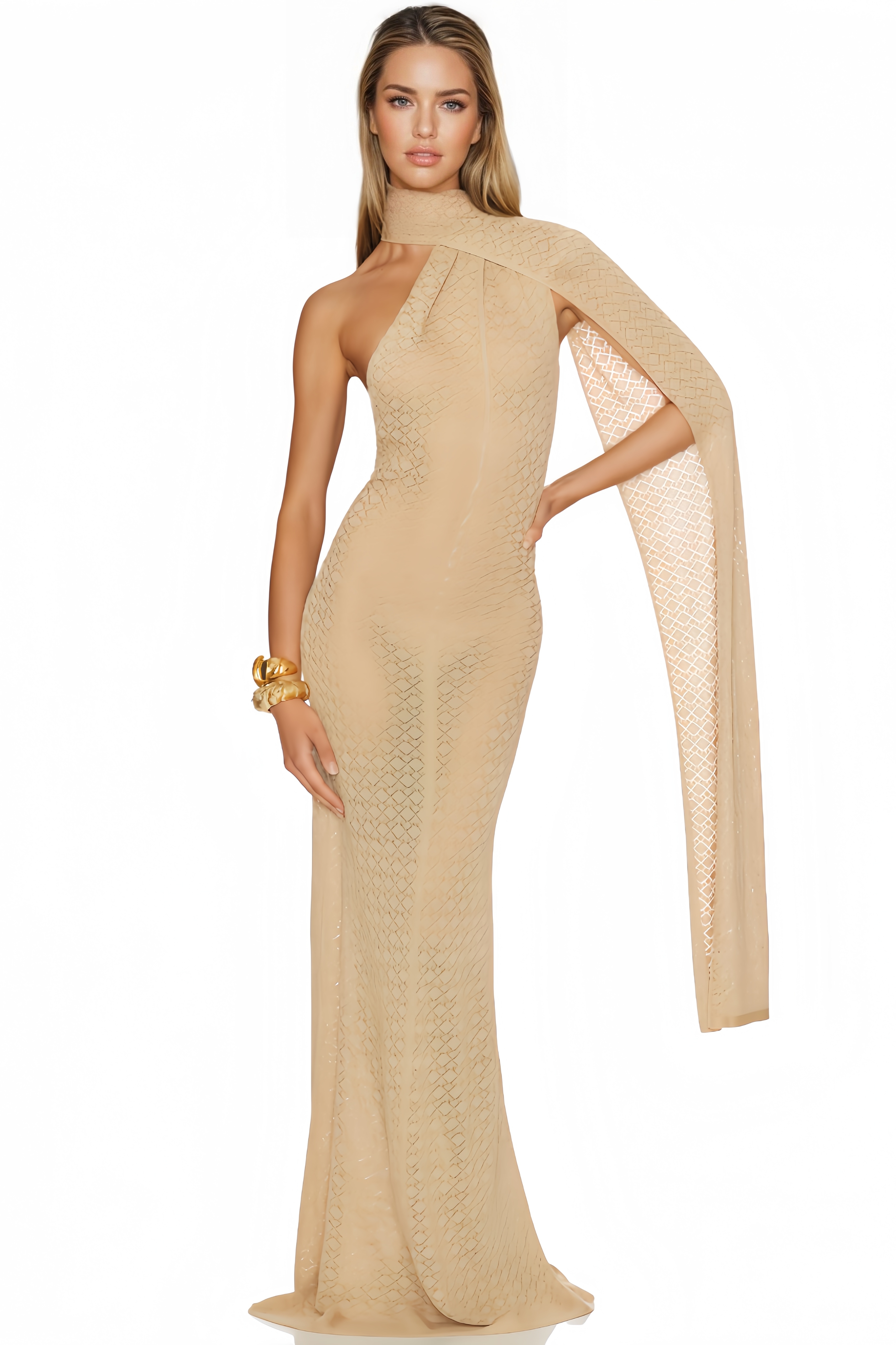 Nysst Asymmetrical Openwork Maxi Dress
