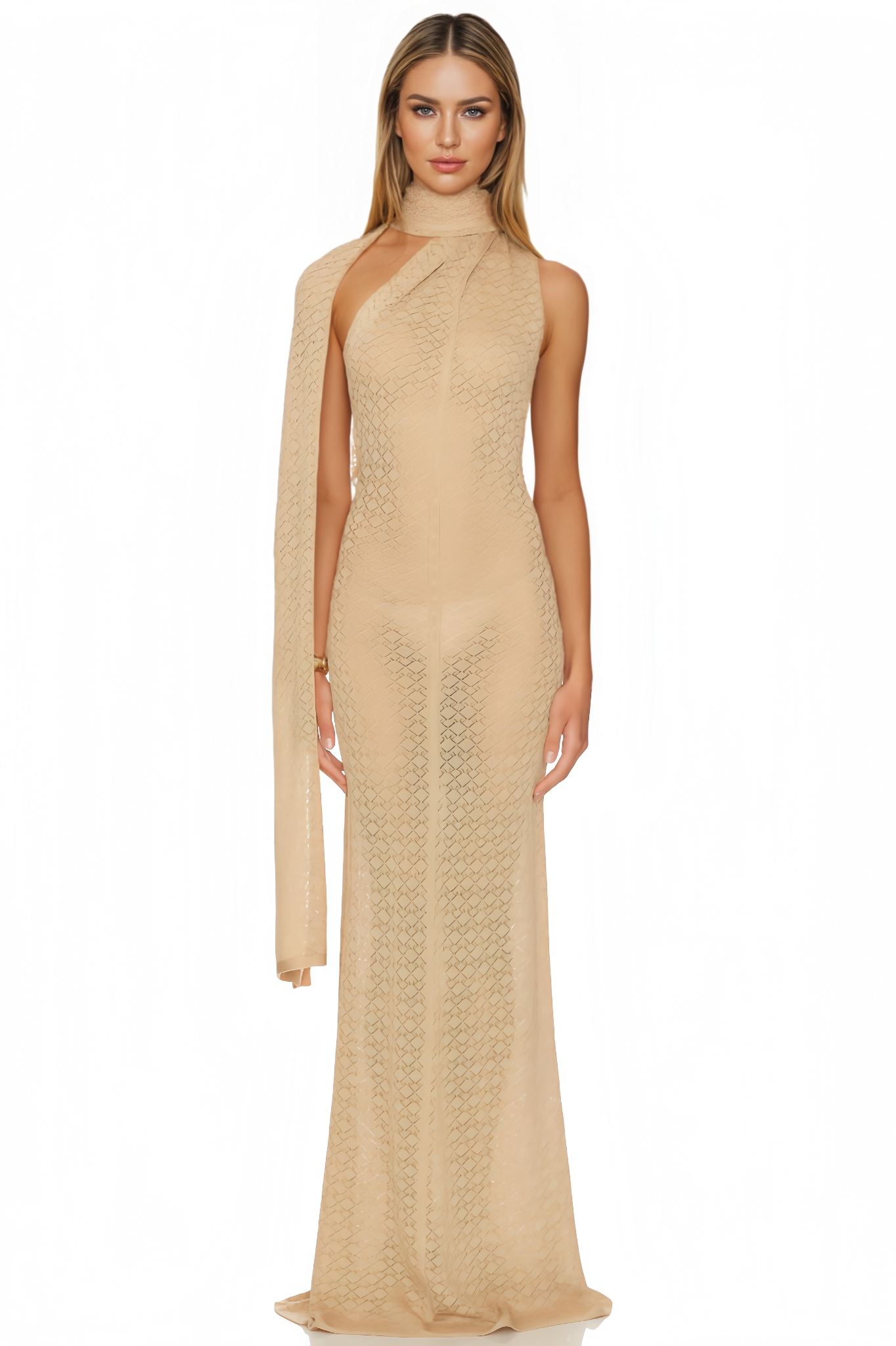Nysst Asymmetrical Openwork Maxi Dress