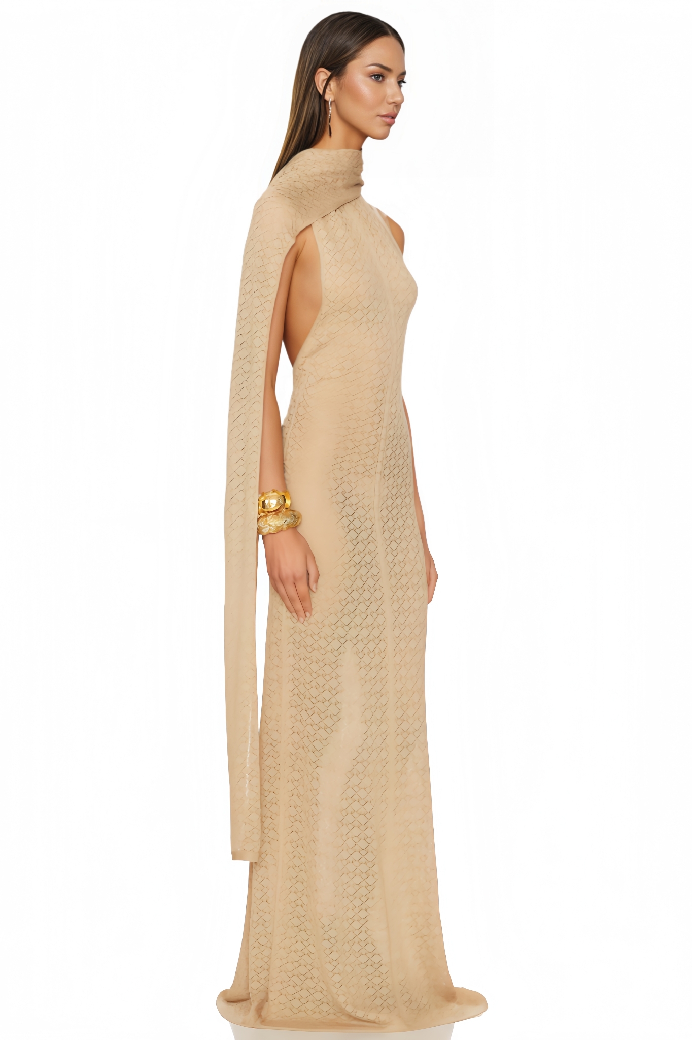 Nysst Asymmetrical Openwork Maxi Dress