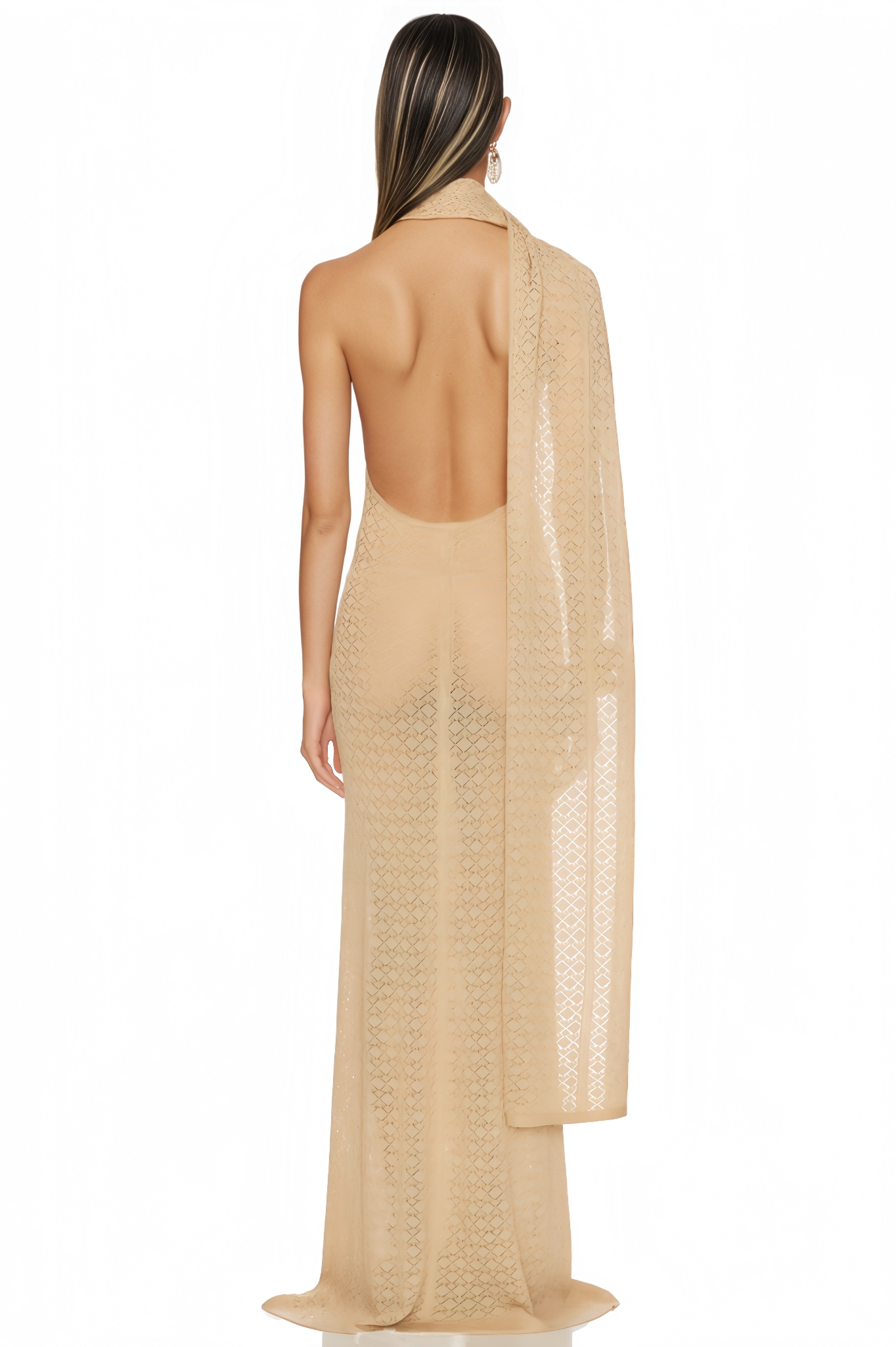 Nysst Asymmetrical Openwork Maxi Dress